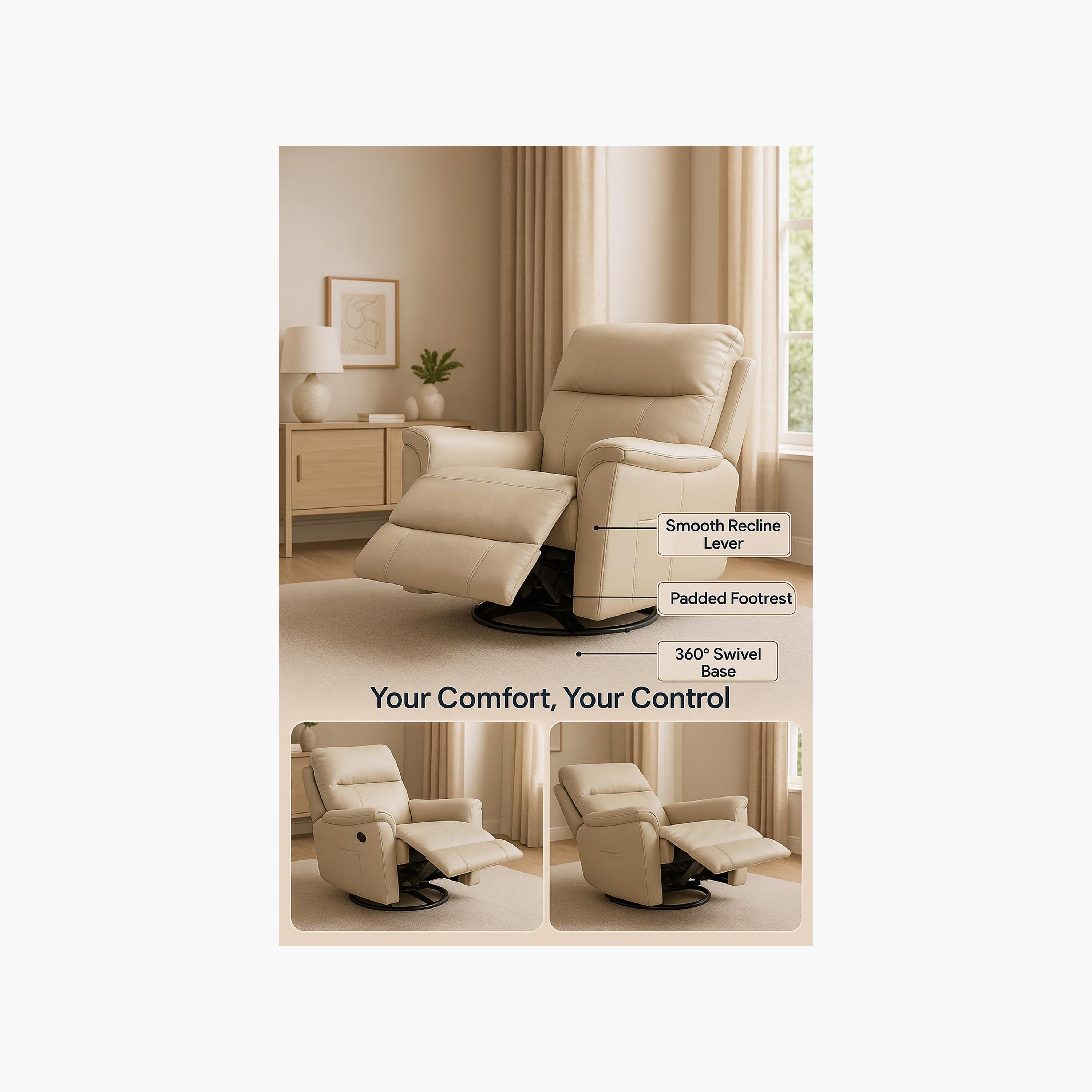 مقعد خشبي بمساند بيج من ماريا هومز-furniture-sofaandseating-recliners-image-5