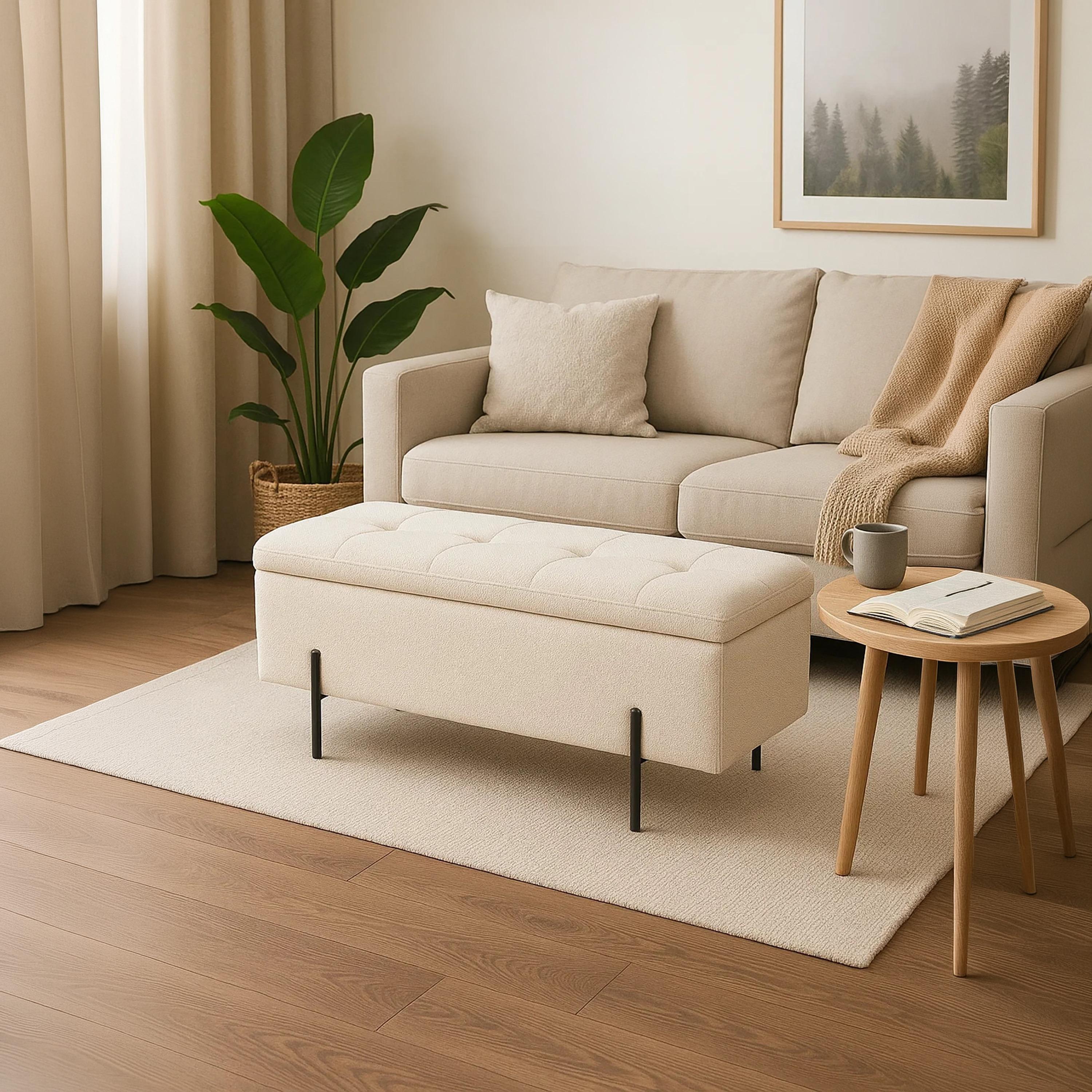 أوتومان بدون أذرع أبيض من ماريا هومز-furniture-sofaandseating-ottomansbeanbagsandpoufs-image-2