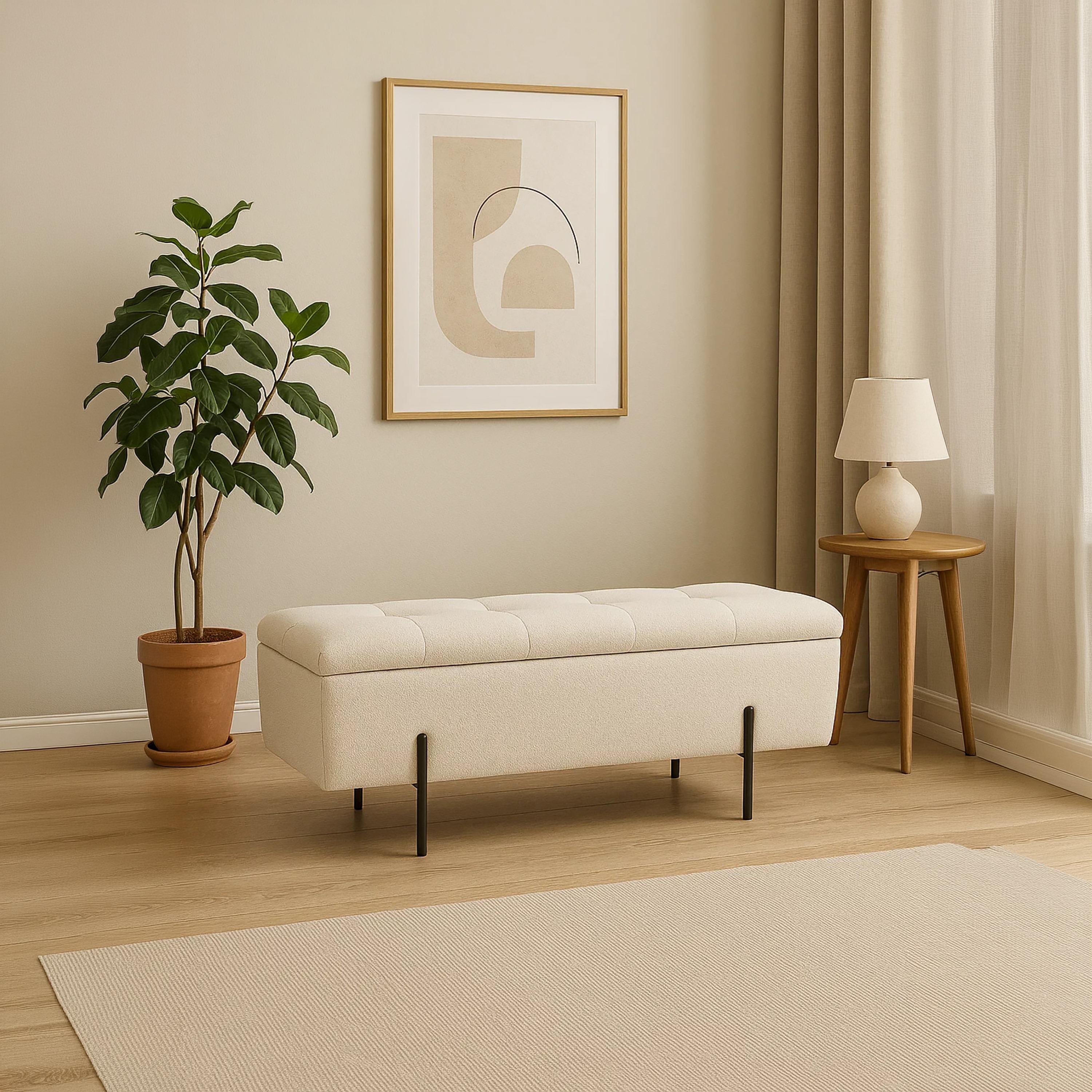 أوتومان بدون أذرع أبيض من ماريا هومز-furniture-sofaandseating-ottomansbeanbagsandpoufs-image-3