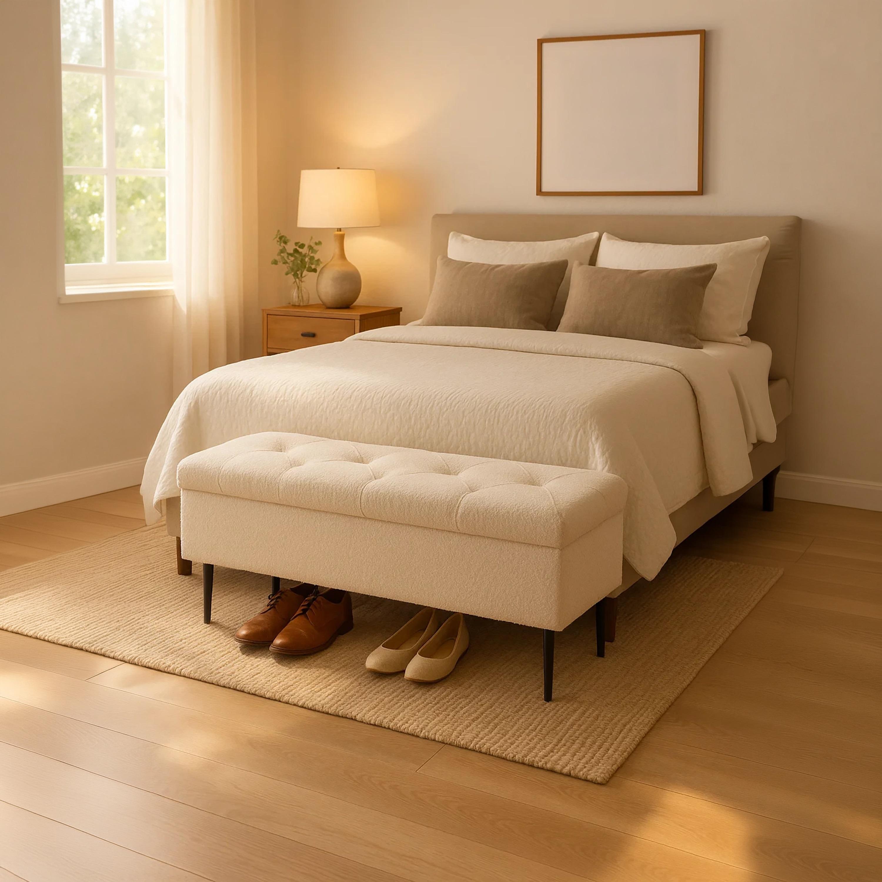 أوتومان بدون أذرع أبيض من ماريا هومز-furniture-sofaandseating-ottomansbeanbagsandpoufs-image-4