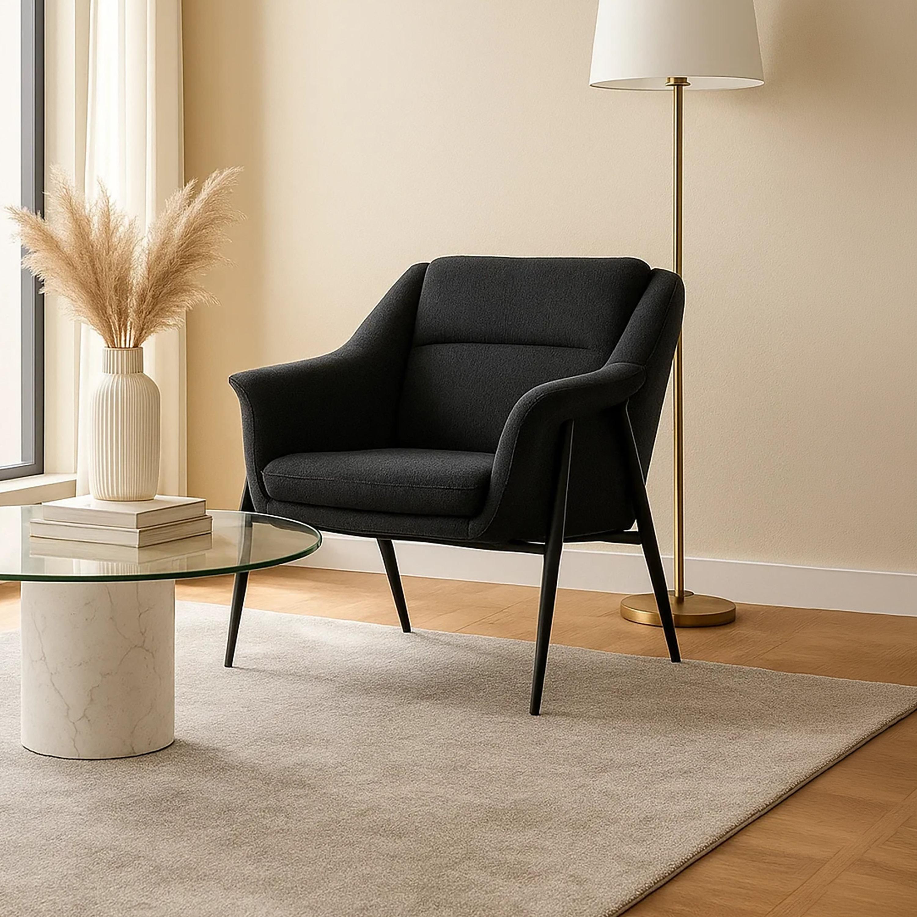 Maria Homes Black Padded Arm Chair-furniture-sofaandseating-armchairs-image-1