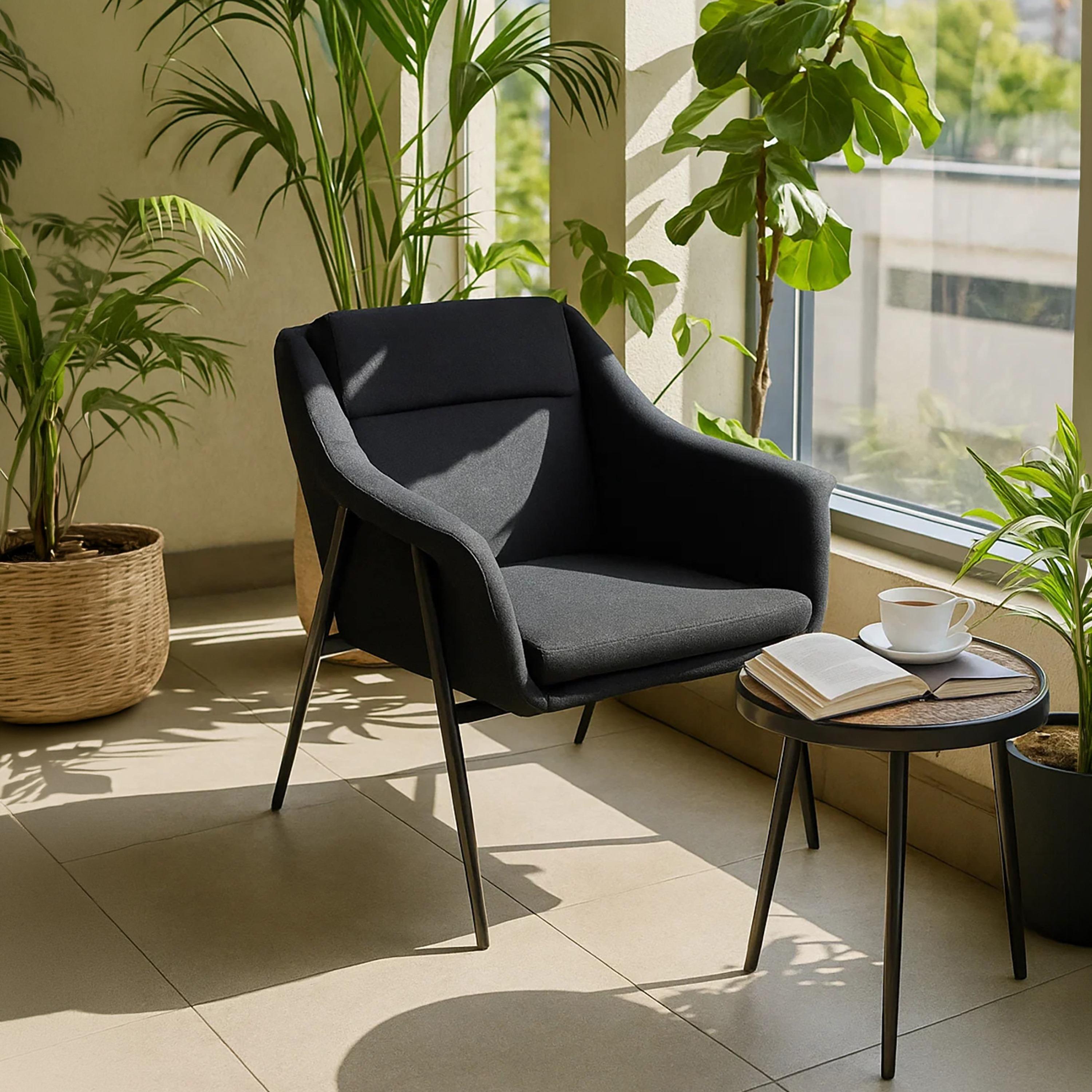 Maria Homes Black Padded Arm Chair-furniture-sofaandseating-armchairs-image-2
