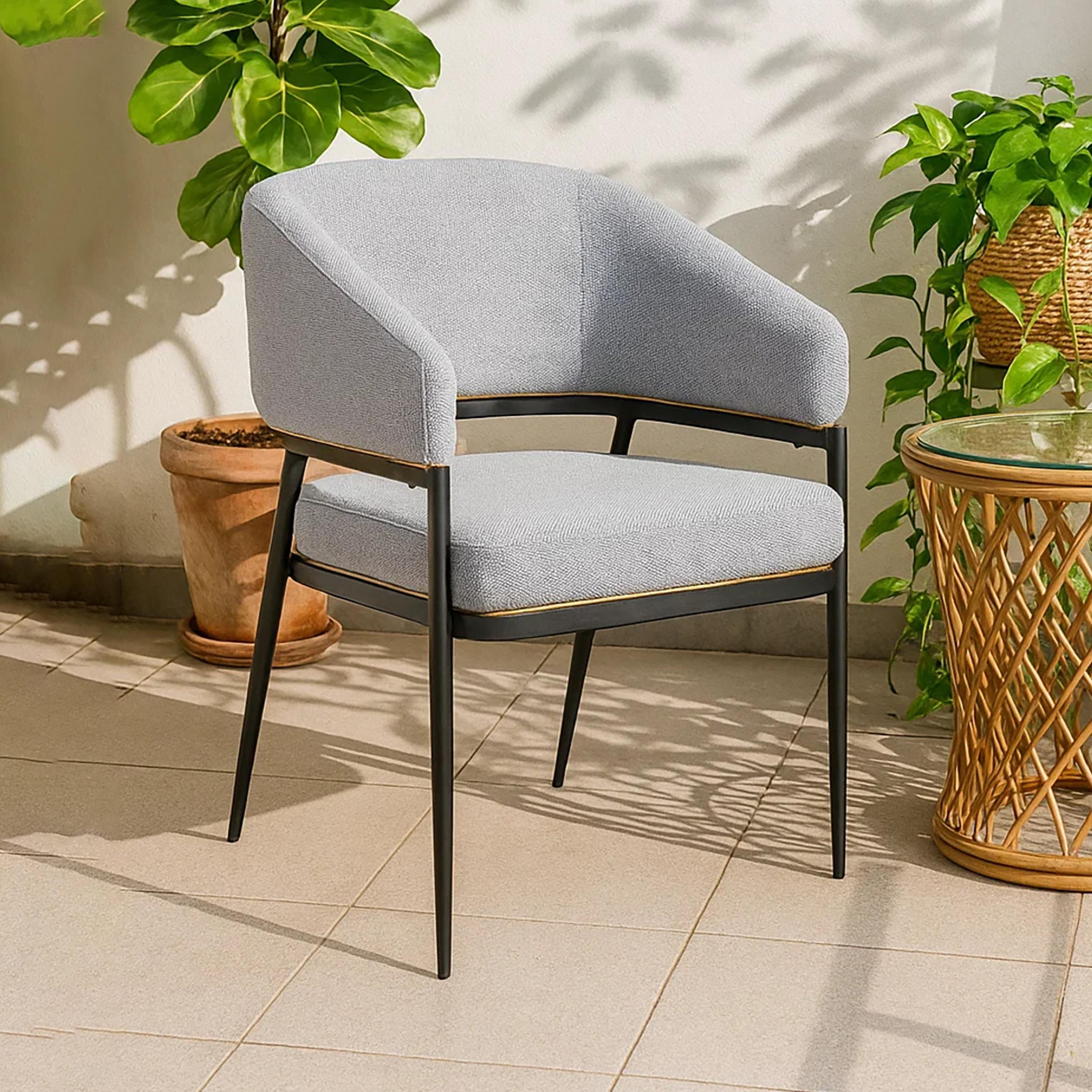 Maria Homes Grey Curved Arm Chair-furniture-sofaandseating-armchairs-image-1