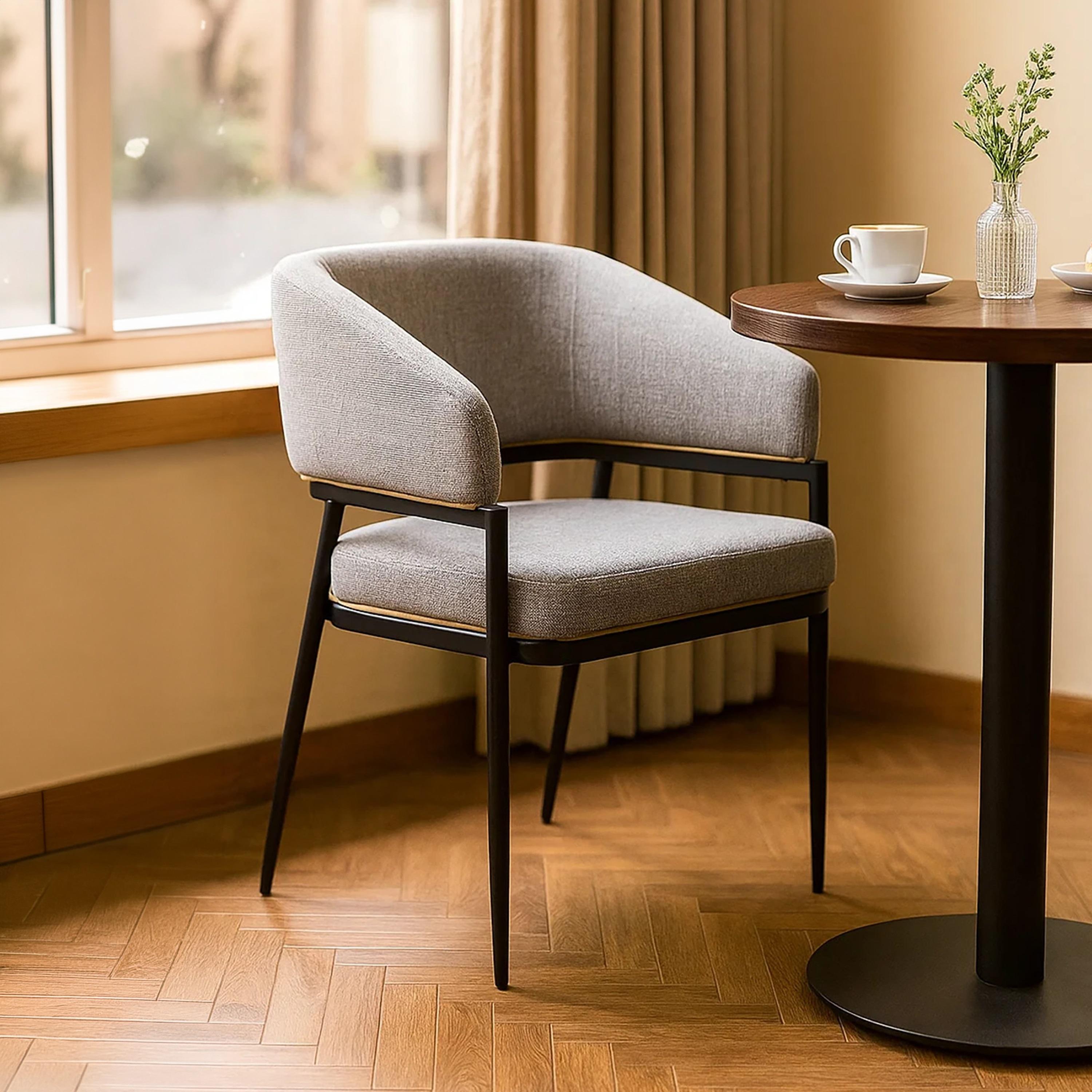 Maria Homes Grey Curved Arm Chair-furniture-sofaandseating-armchairs-image-2