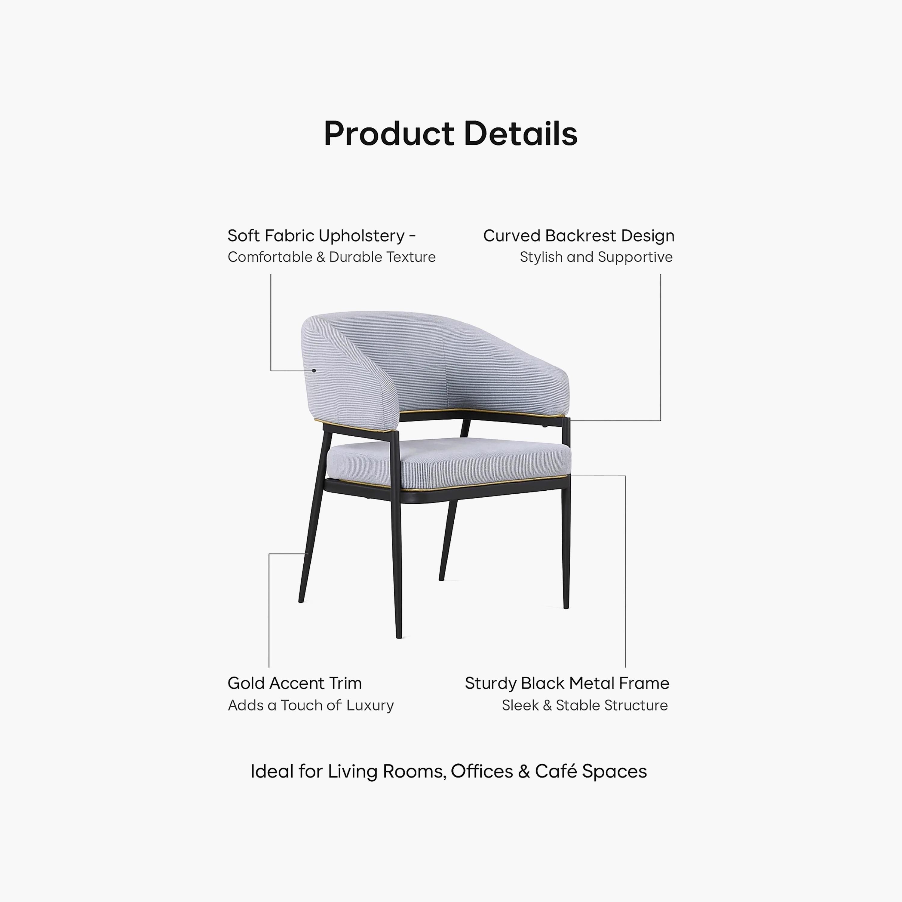 Maria Homes Grey Curved Arm Chair-furniture-sofaandseating-armchairs-image-4
