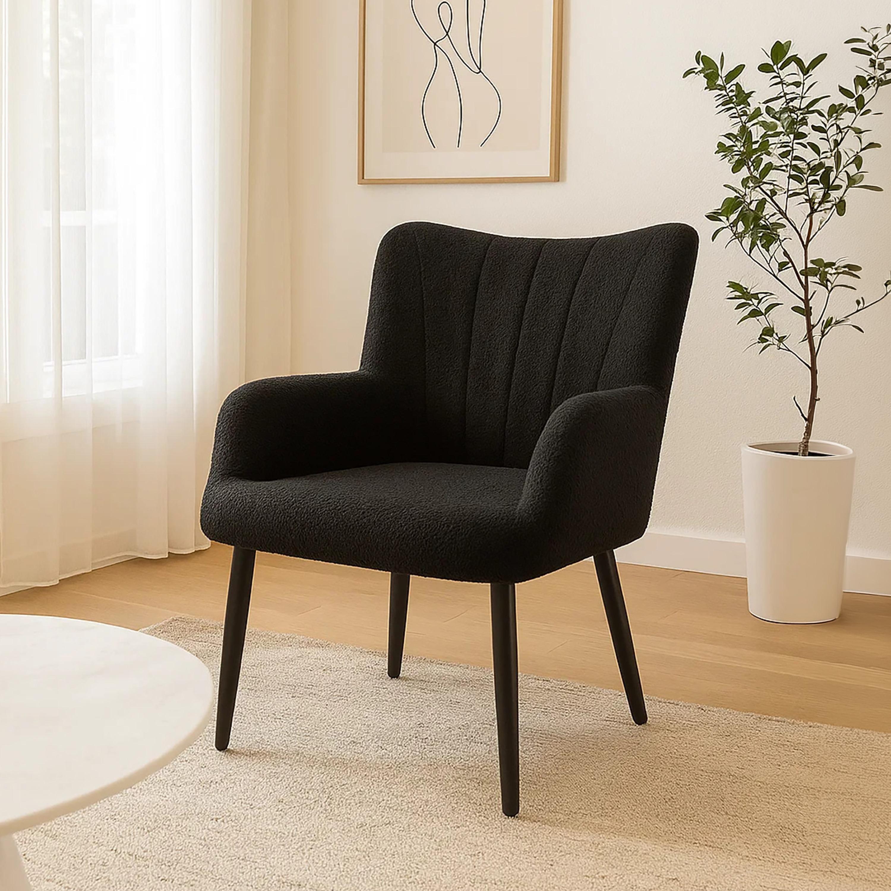 Maria Homes Black Padded Arm Chair-furniture-sofaandseating-armchairs-image-1