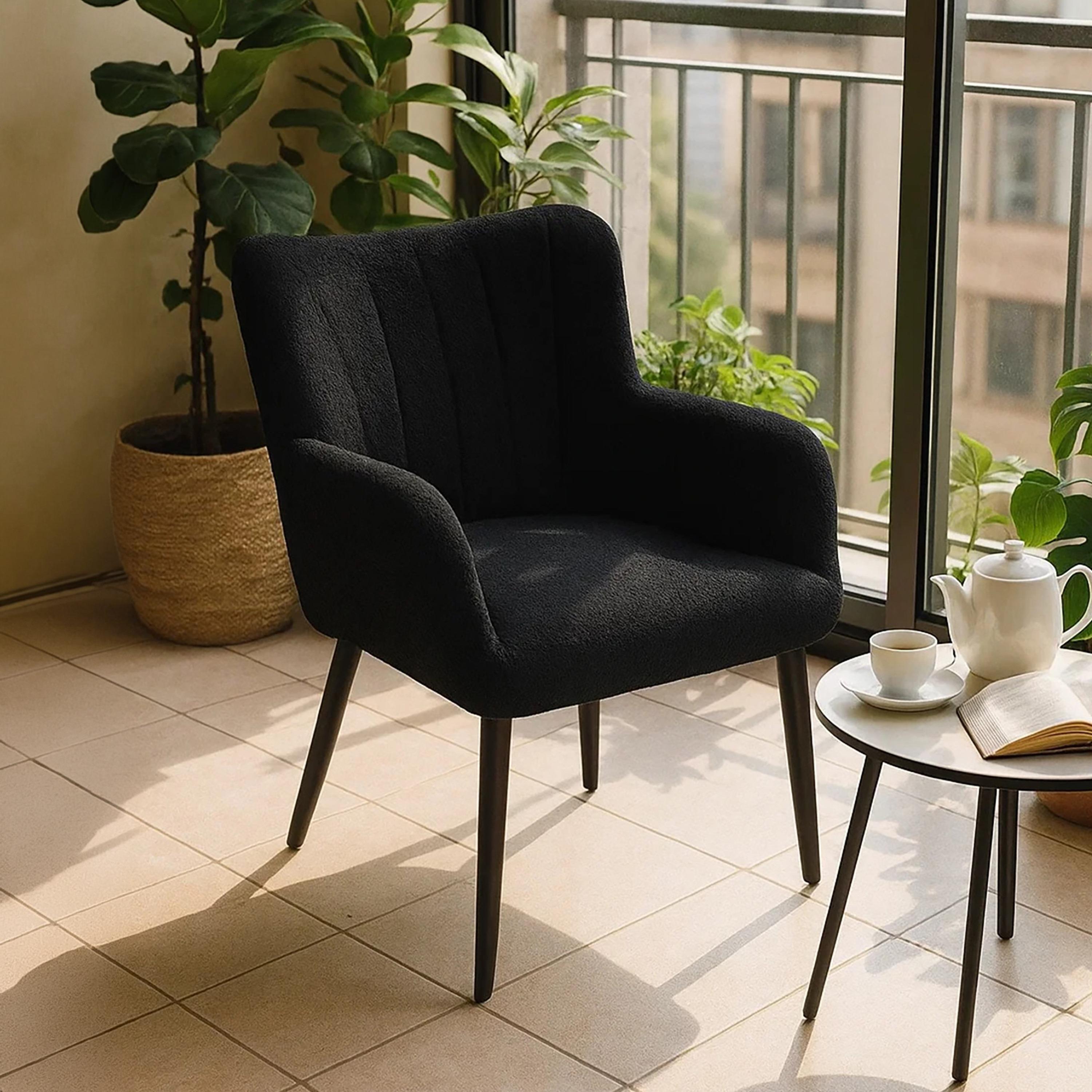 Maria Homes Black Padded Arm Chair-furniture-sofaandseating-armchairs-image-2