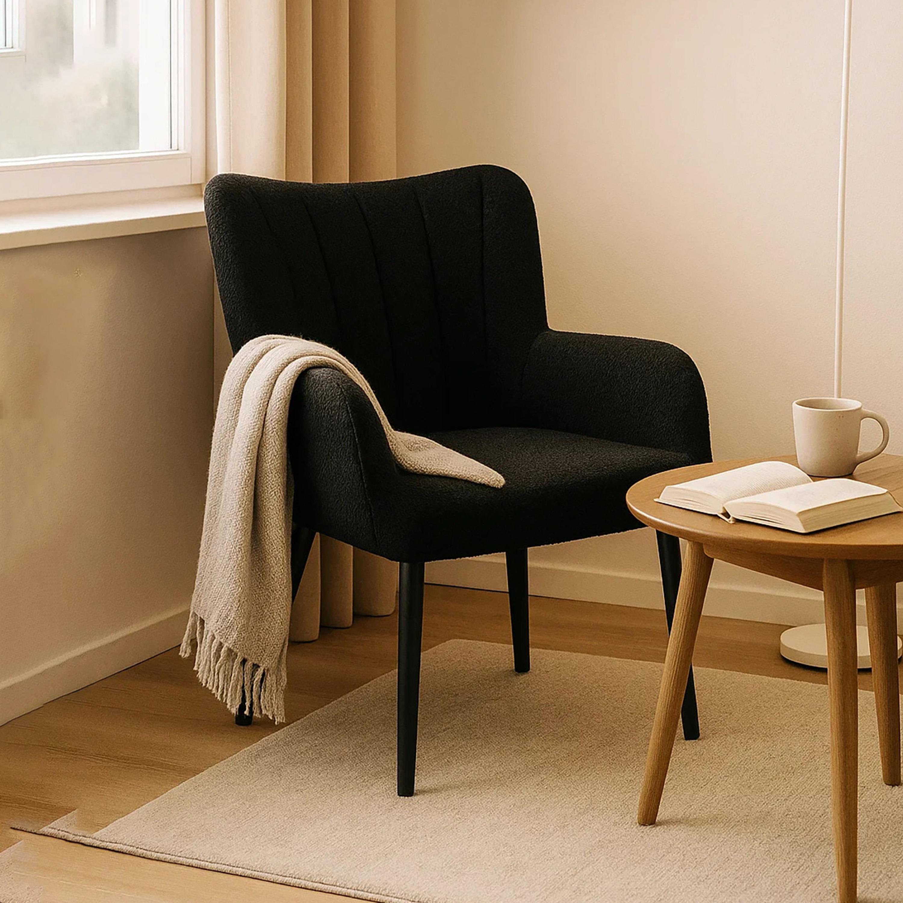 Maria Homes Black Padded Arm Chair-furniture-sofaandseating-armchairs-image-3