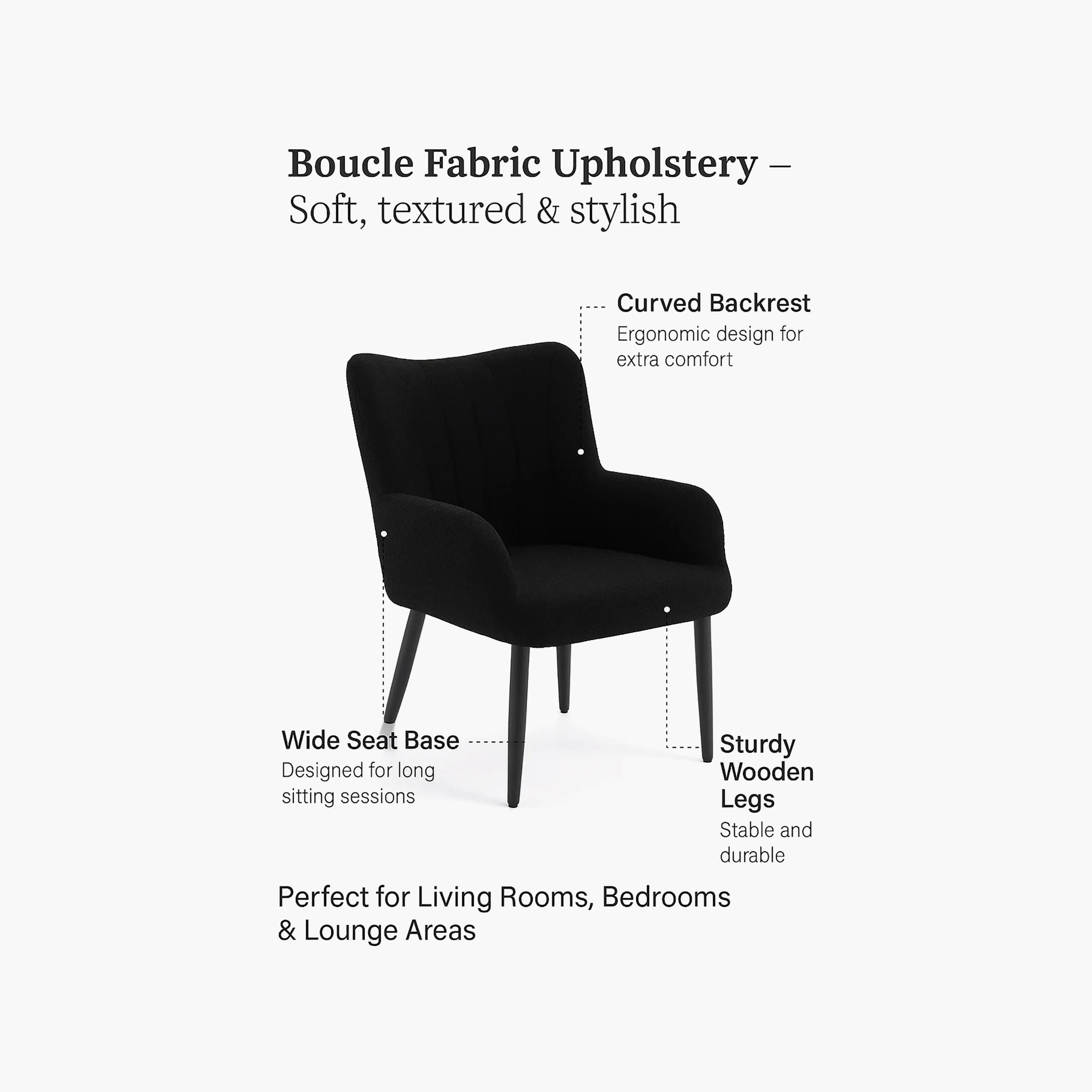 Maria Homes Black Padded Arm Chair-furniture-sofaandseating-armchairs-image-4
