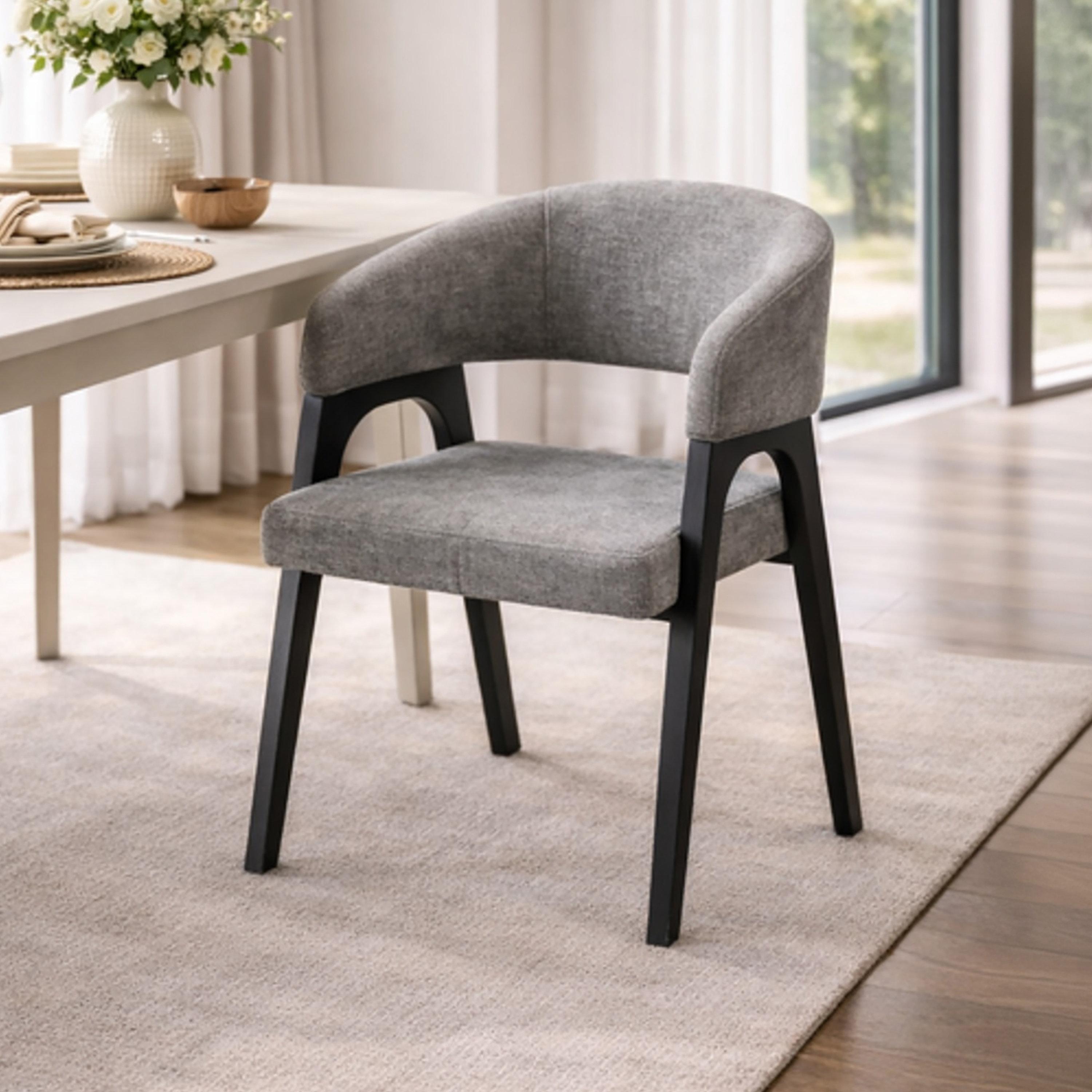 Maria Homes Grey Curved Arm Chair-furniture-sofaandseating-armchairs-image-1