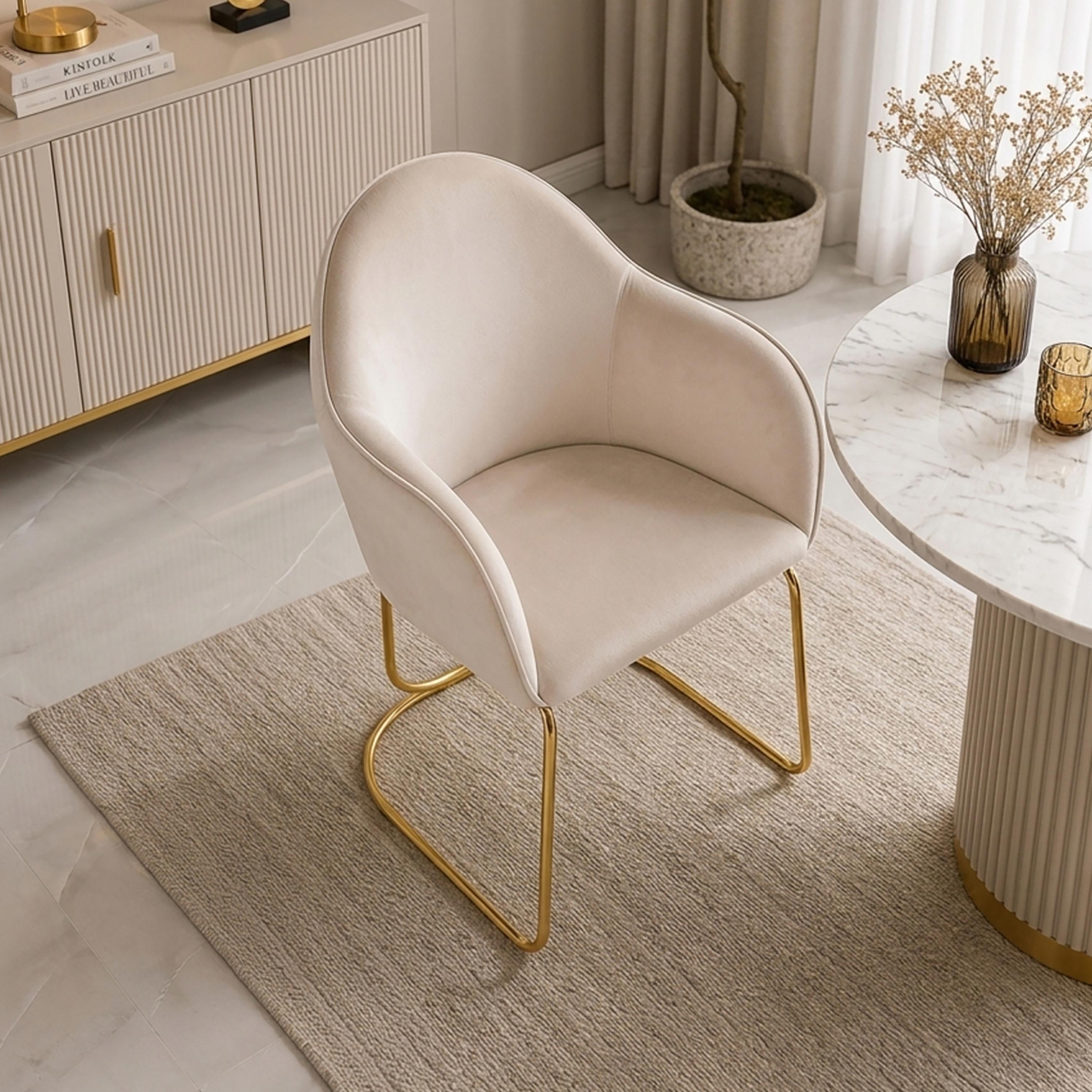 كرسي بذراع منحني بيج من ماريا هومز-furniture-sofaandseating-armchairs-image-1