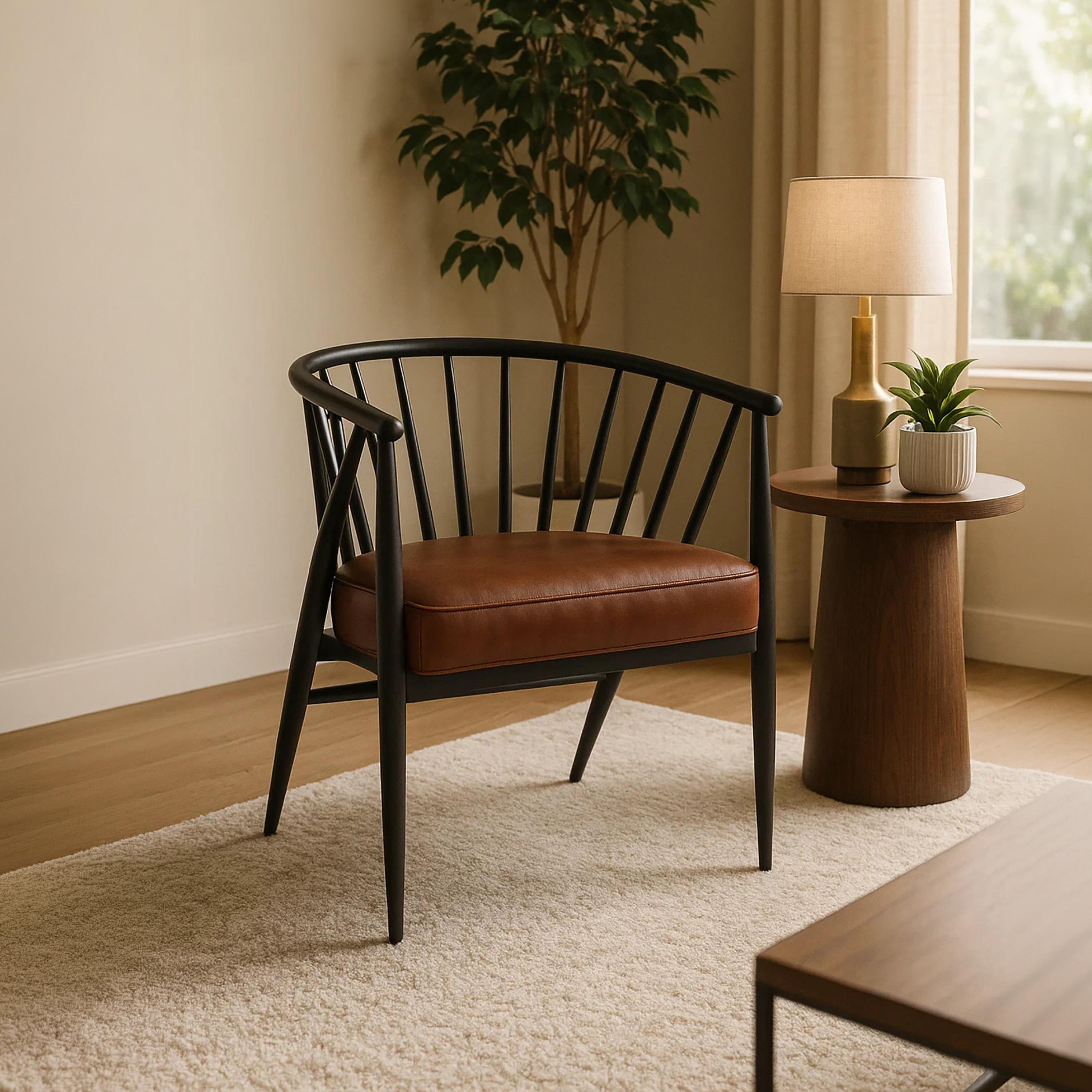 كرسي بذراع منحني بني من ماريا هومز-furniture-sofaandseating-armchairs-image-1