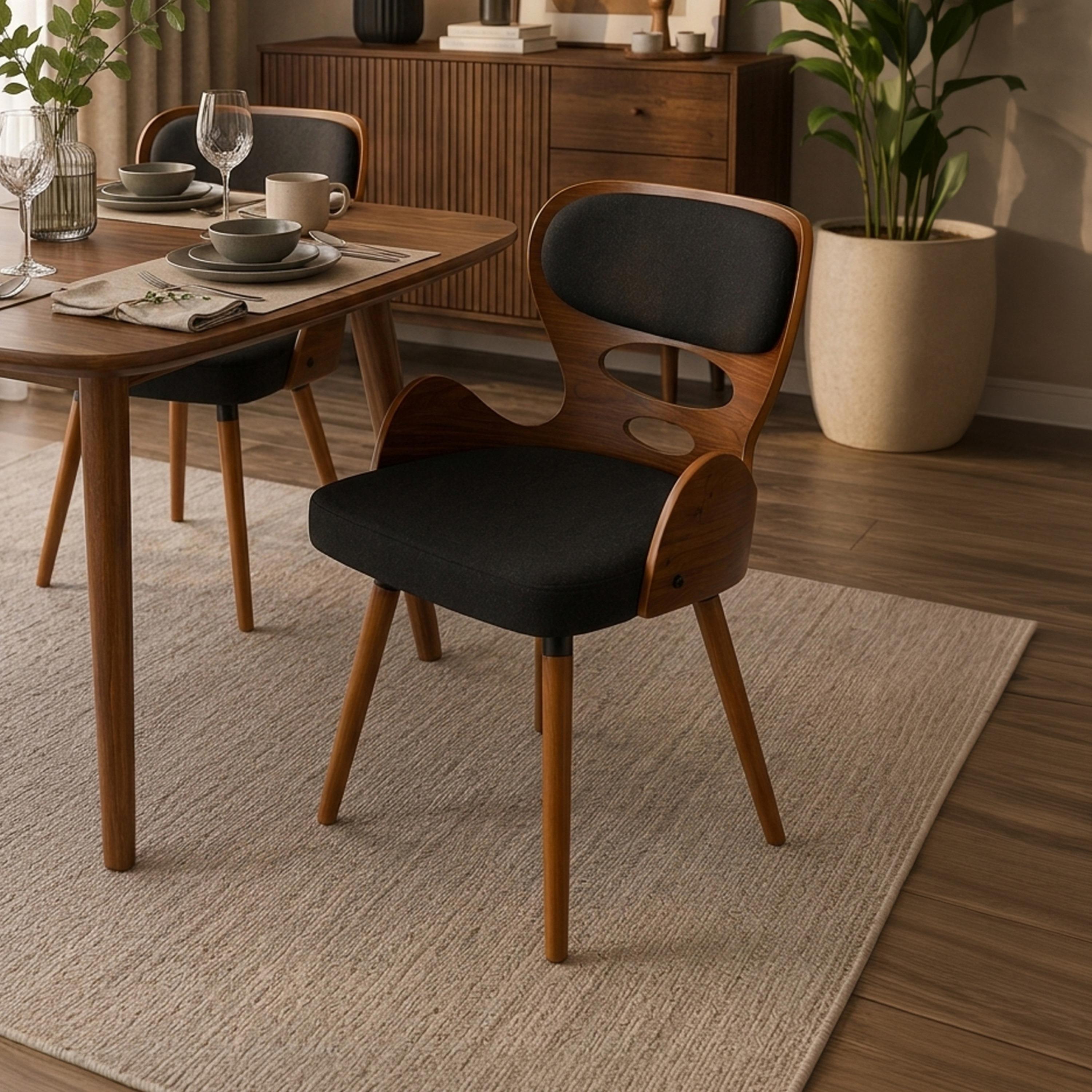 كرسي منجّد بذراعين منحنيتين باللون الأسود من ماريا هومز-furniture-sofaandseating-armchairs-image-2
