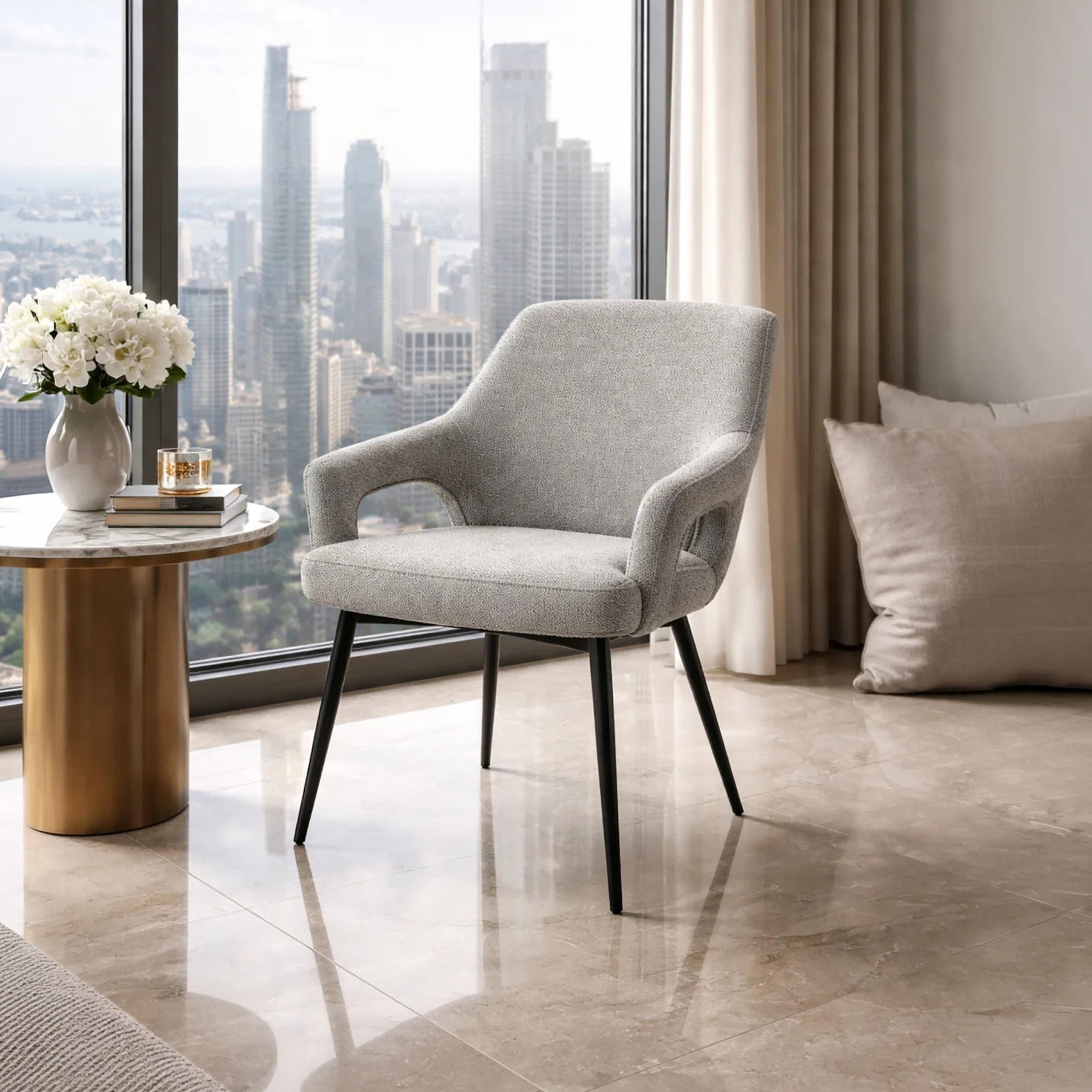 Maria Homes Grey Padded Arm Chair-furniture-sofaandseating-armchairs-image-1