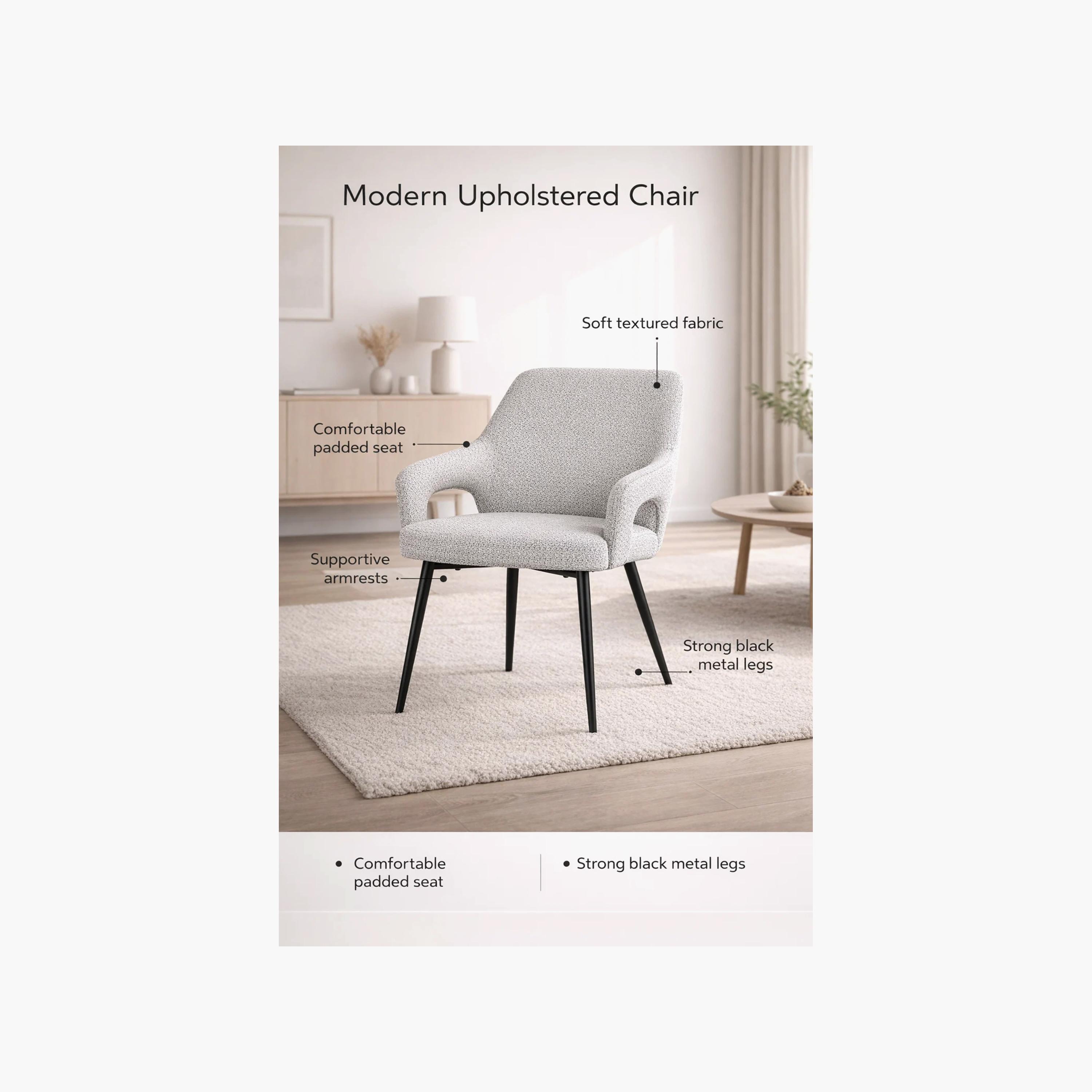 Maria Homes Grey Padded Arm Chair-furniture-sofaandseating-armchairs-image-4