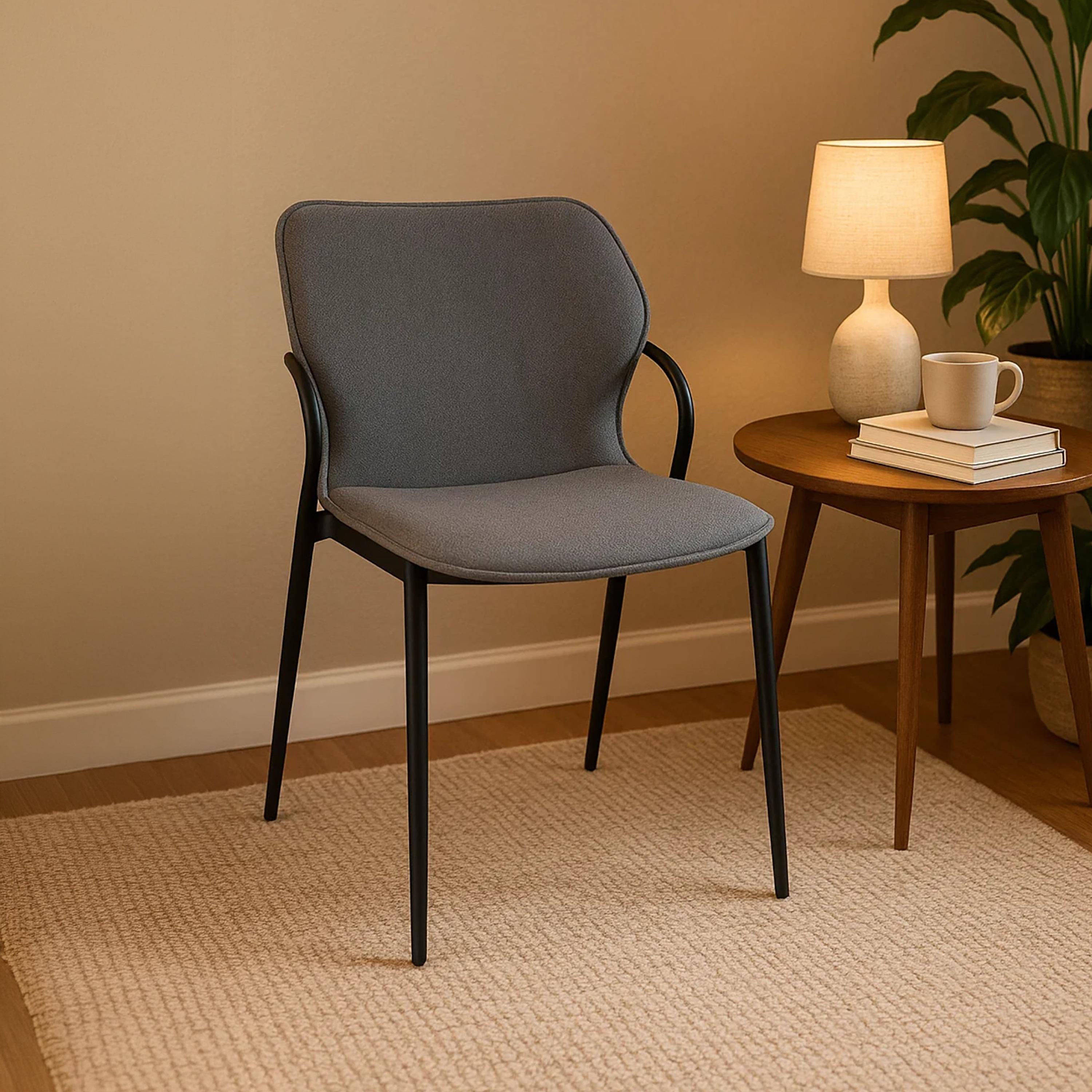Maria Homes Grey Curved Arm Chair-furniture-sofaandseating-armchairs-image-1