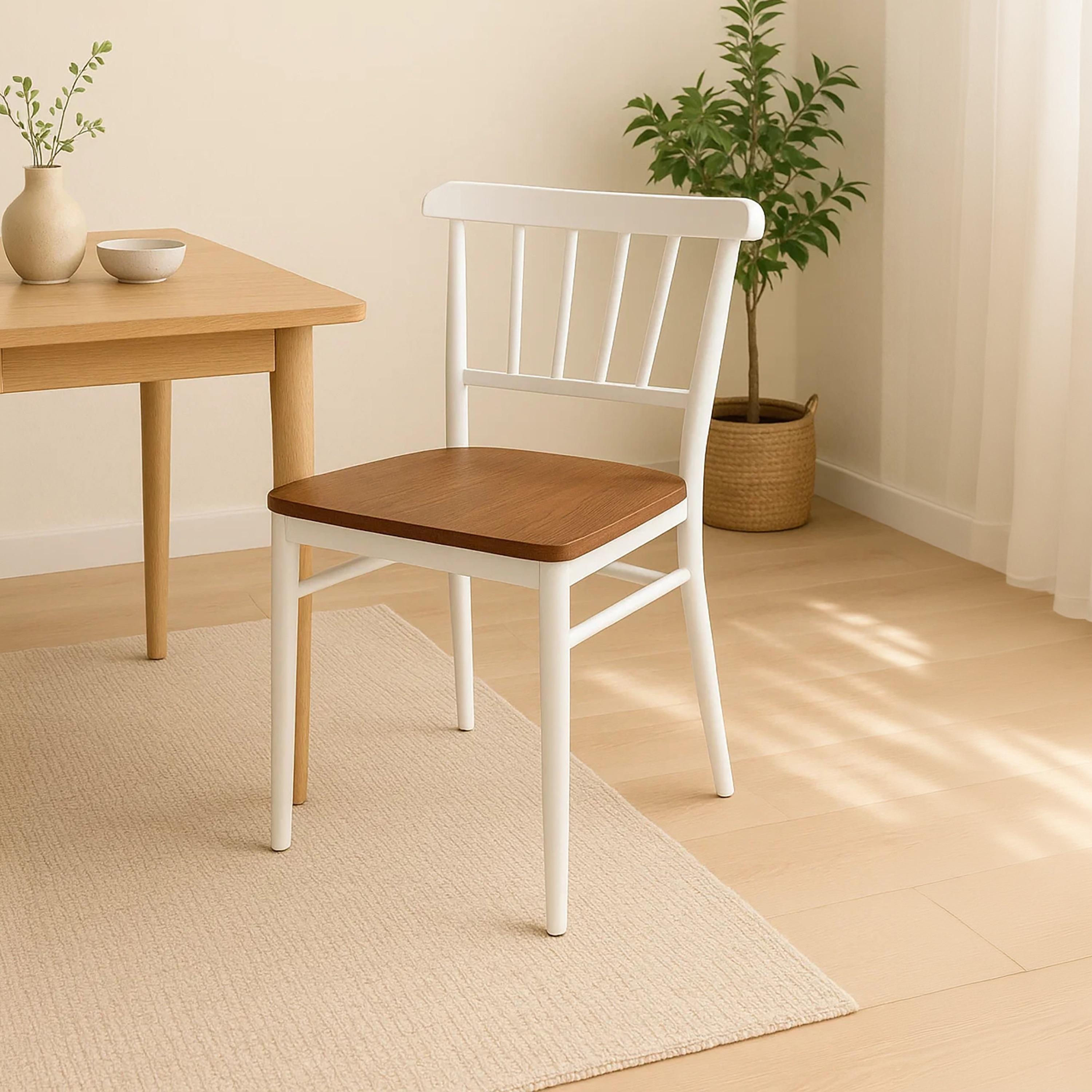 كرسي أبيض بدون ذراعين من ماريا هومز-furniture-diningroom-chairsandbenches-image-1