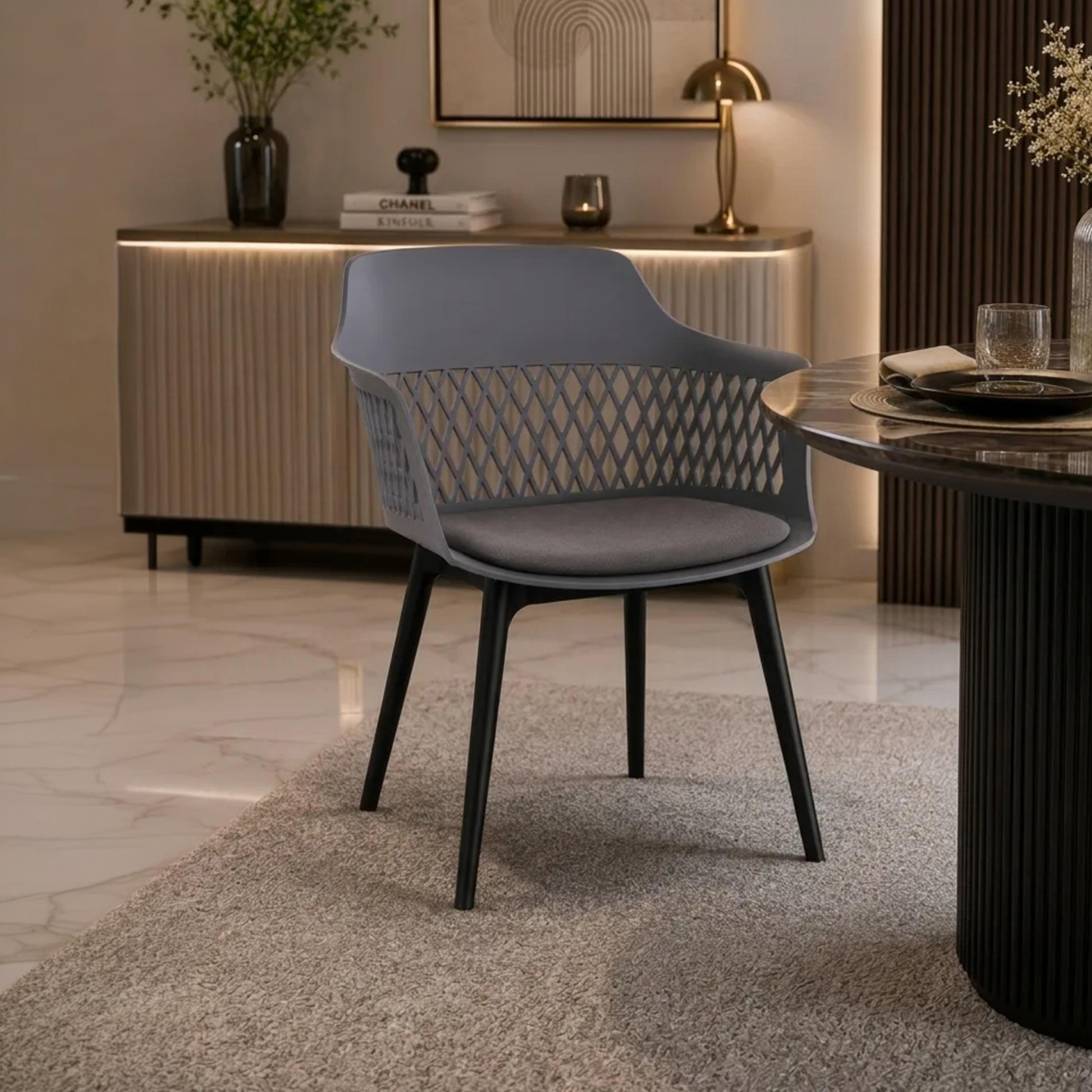 Maria Homes Grey Curved Arm Chair-furniture-sofaandseating-armchairs-image-1