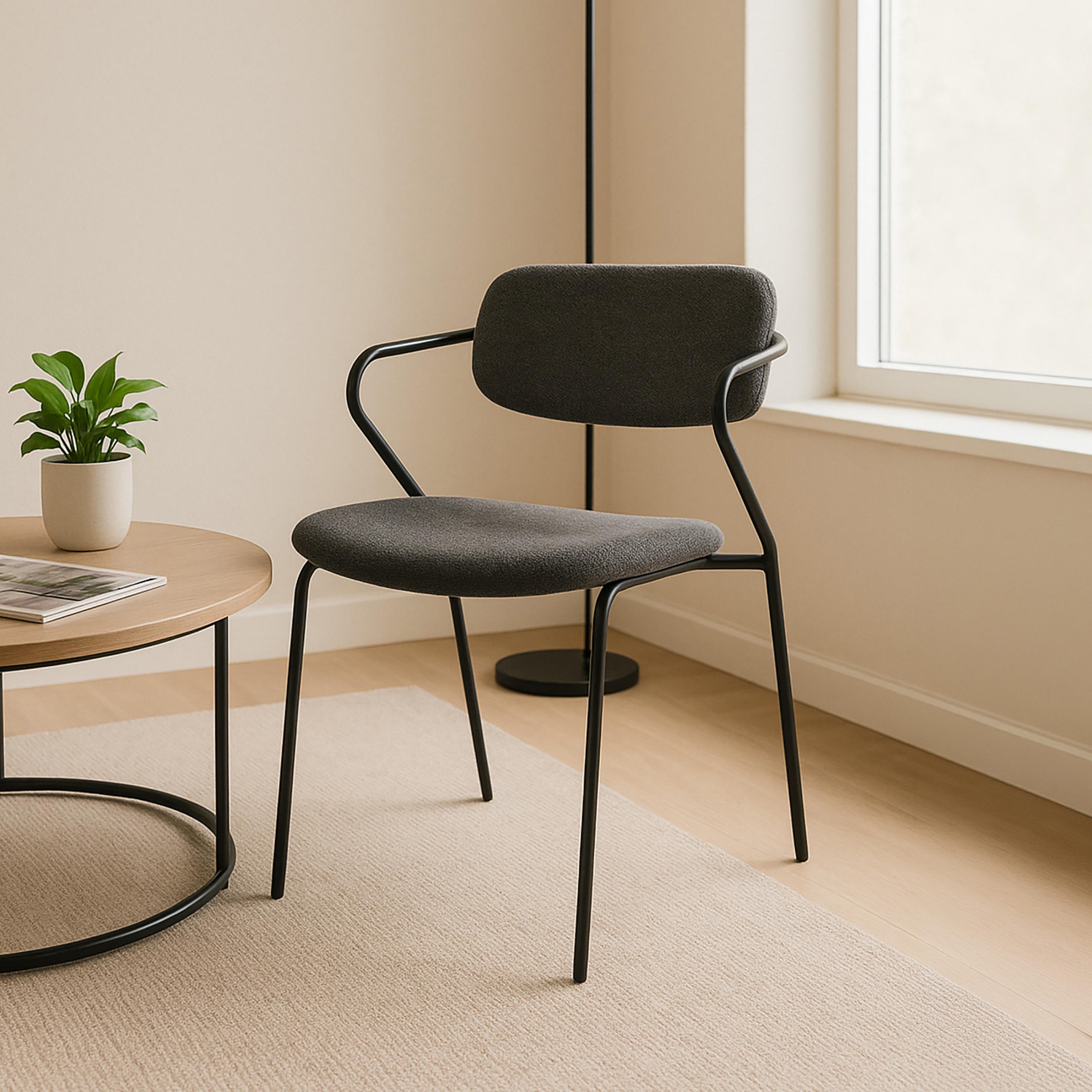 Maria Homes Grey Curved Arm Chair-furniture-sofaandseating-armchairs-image-1