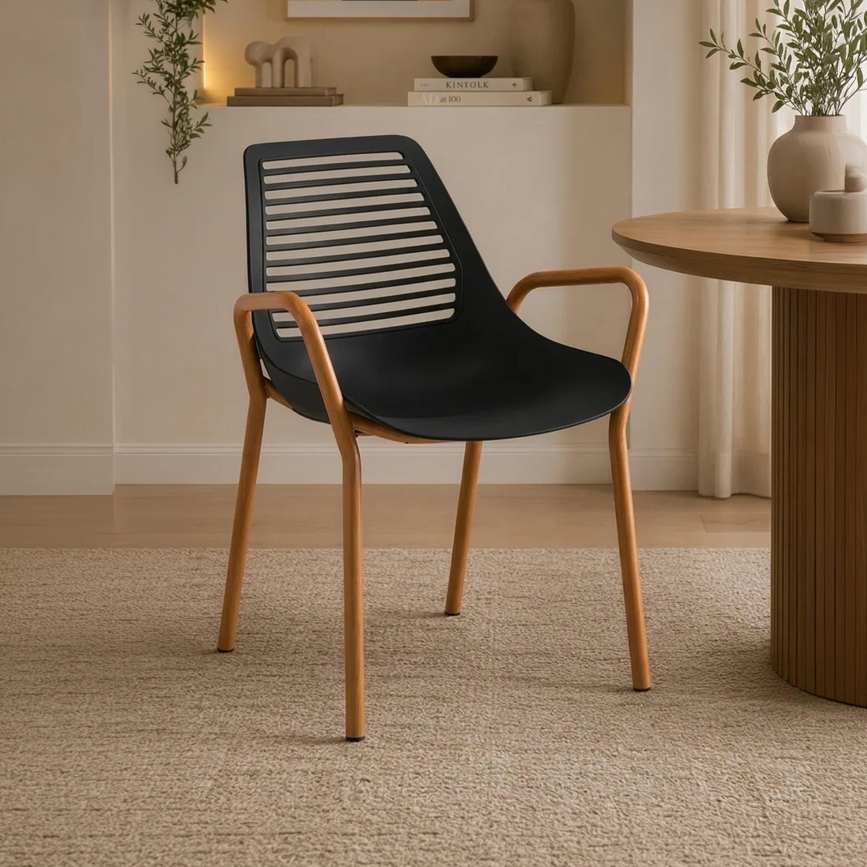 Maria Homes Black Straight Arm Chair-furniture-sofaandseating-armchairs-image-1
