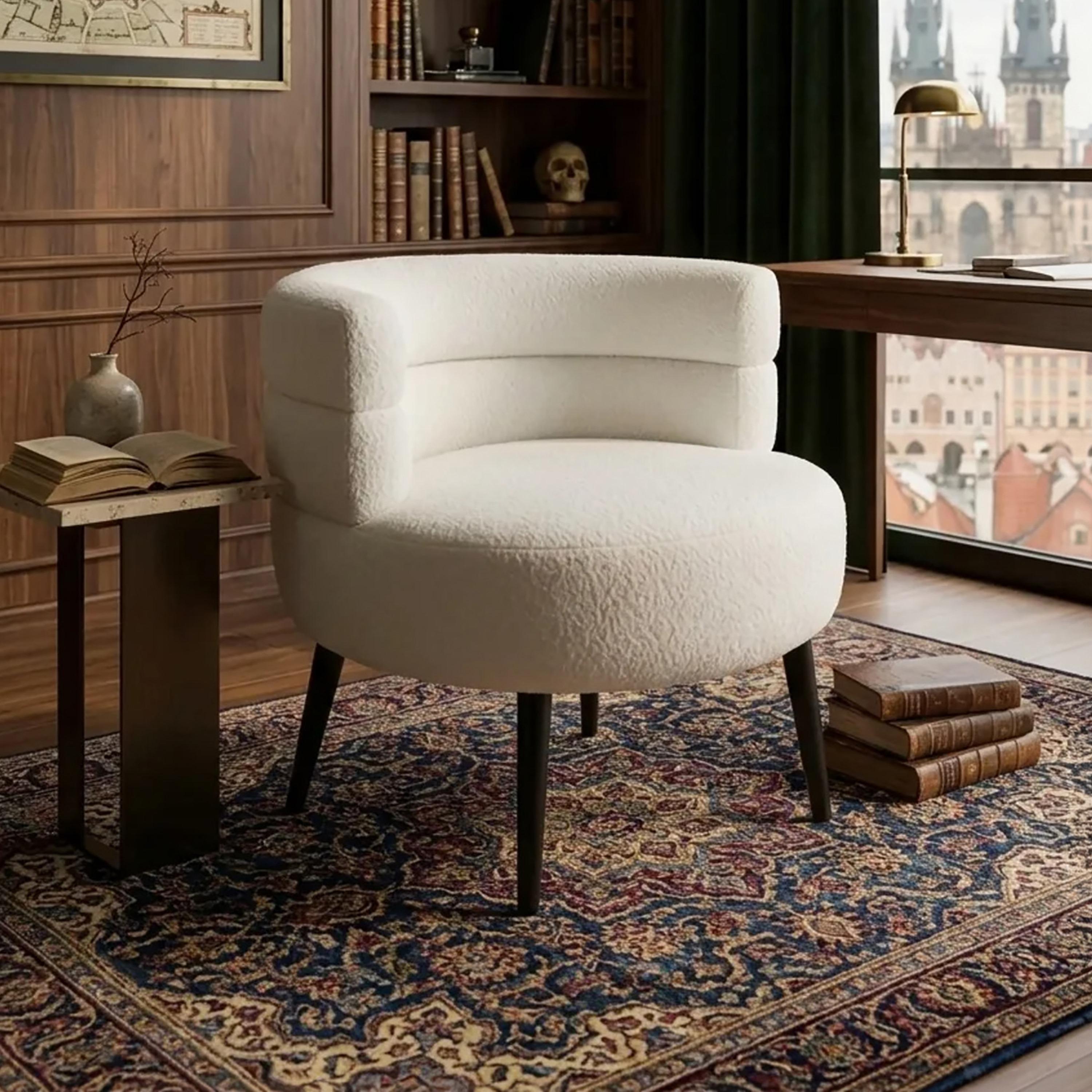 Maria Homes White Curved Arm Chair-furniture-sofaandseating-armchairs-image-1