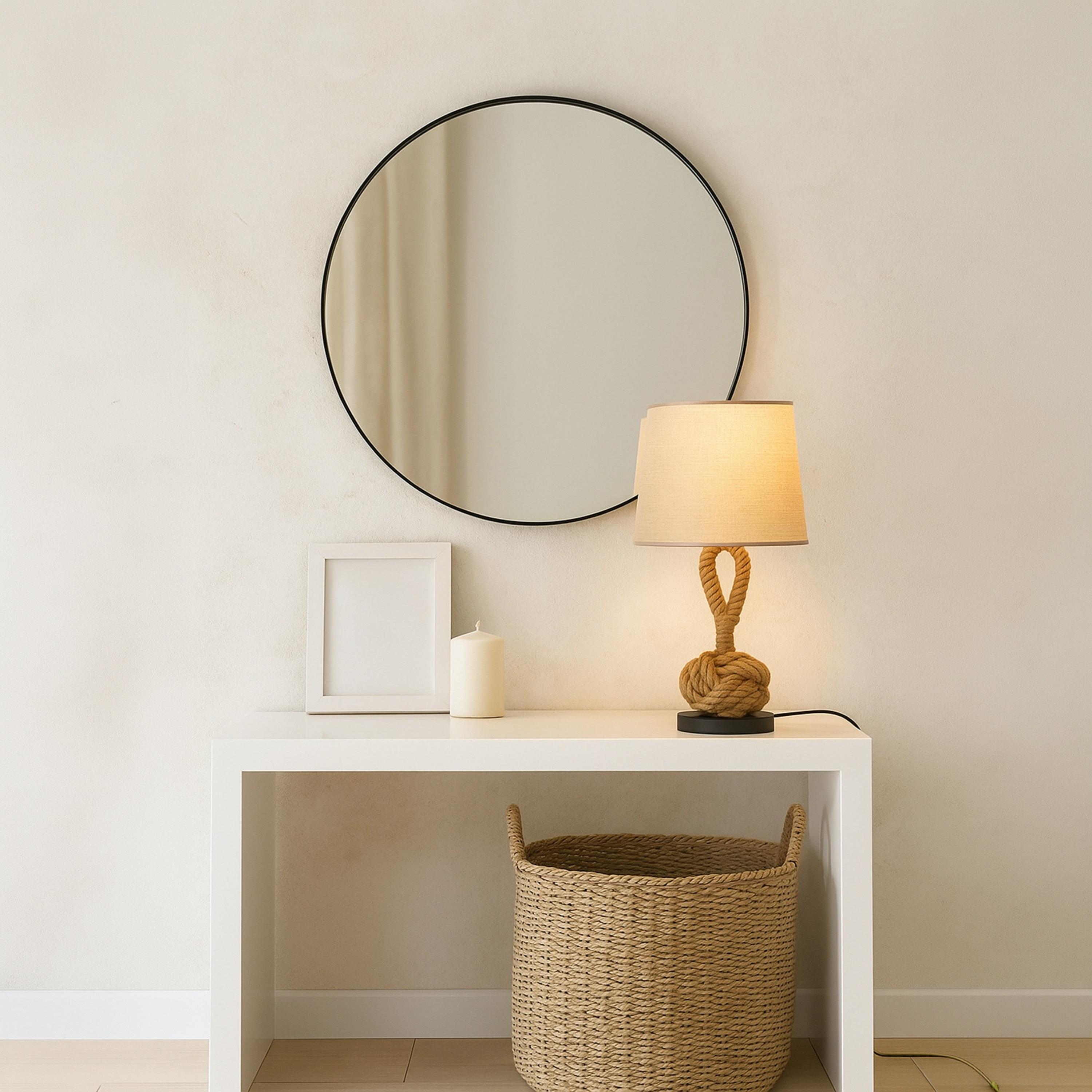 مصباح طاولة بحبل ريفي وعقدة بحرية بشيد قماش بيج من ماريا هومز-household-lighting-tableanddesklamps-image-2