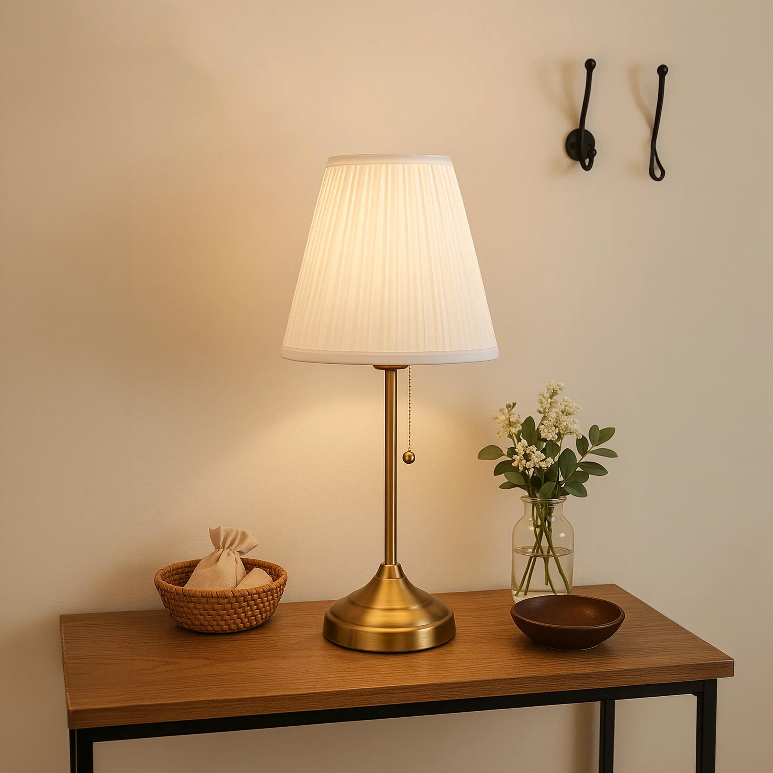 Maria Homes Classic Metal Table Lamp with Pleated Fabric Shade-household-lighting-tableanddesklamps-image-2