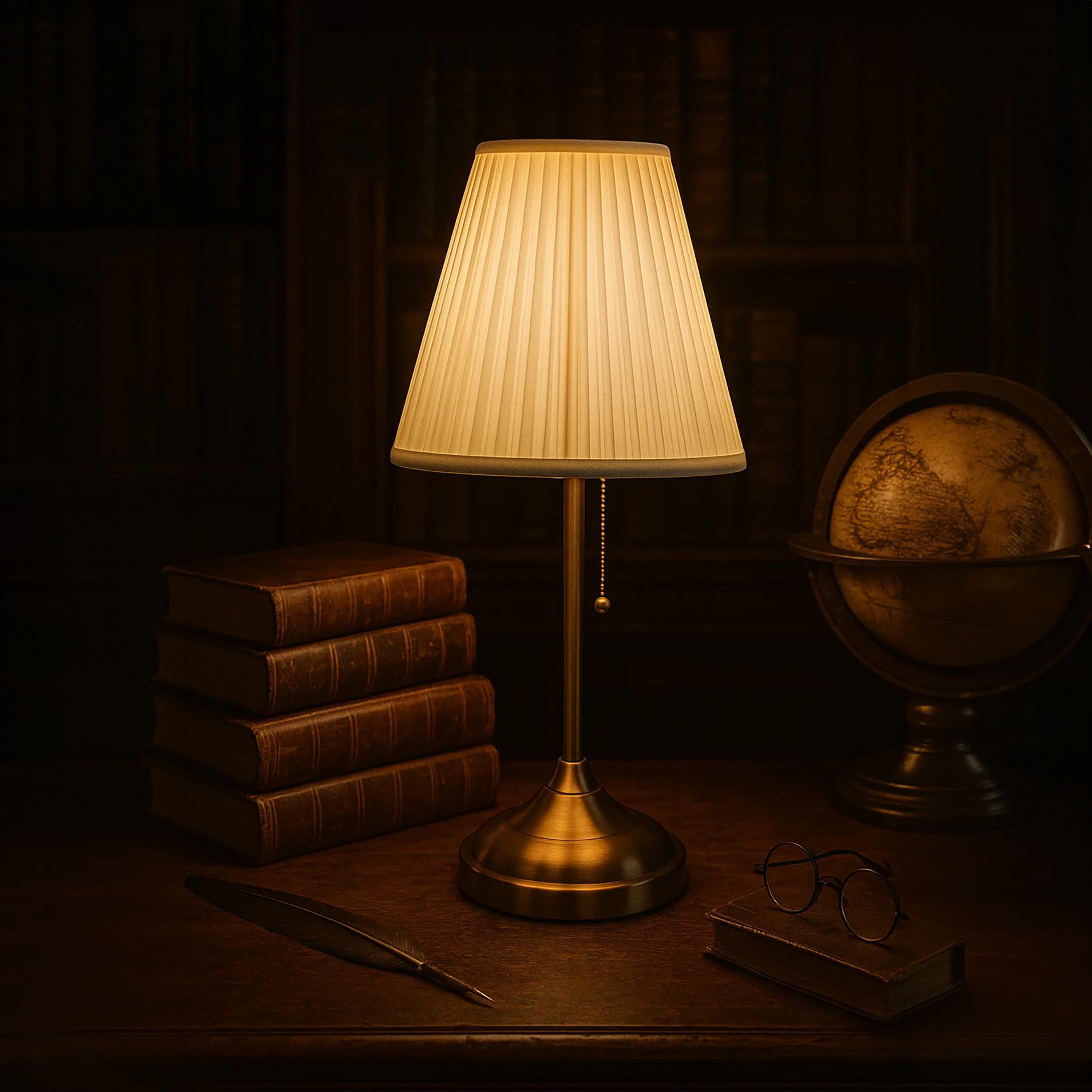 Maria Homes Classic Metal Table Lamp with Pleated Fabric Shade-household-lighting-tableanddesklamps-image-3