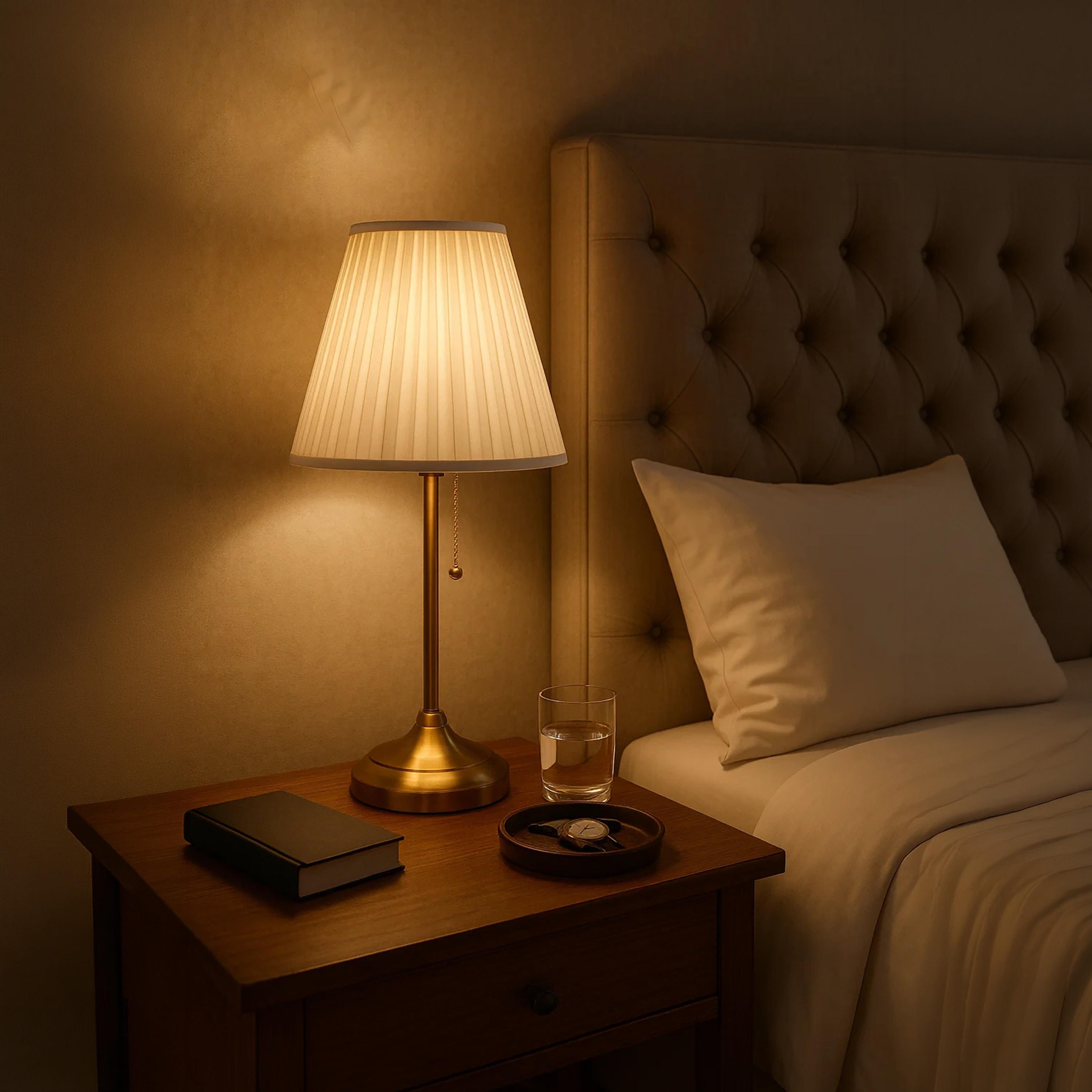 Maria Homes Classic Metal Table Lamp with Pleated Fabric Shade-household-lighting-tableanddesklamps-image-4