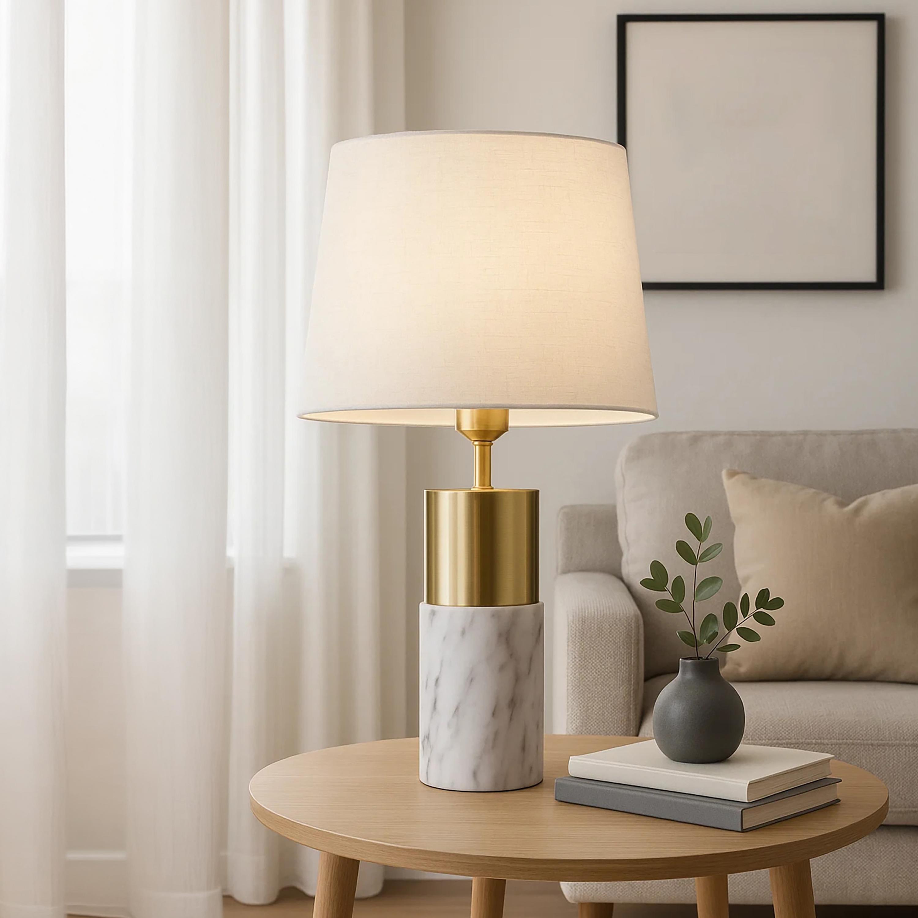 Maria Homes Modern Marble Table Lamp with Gold Accent Base-household-lighting-tableanddesklamps-image-1