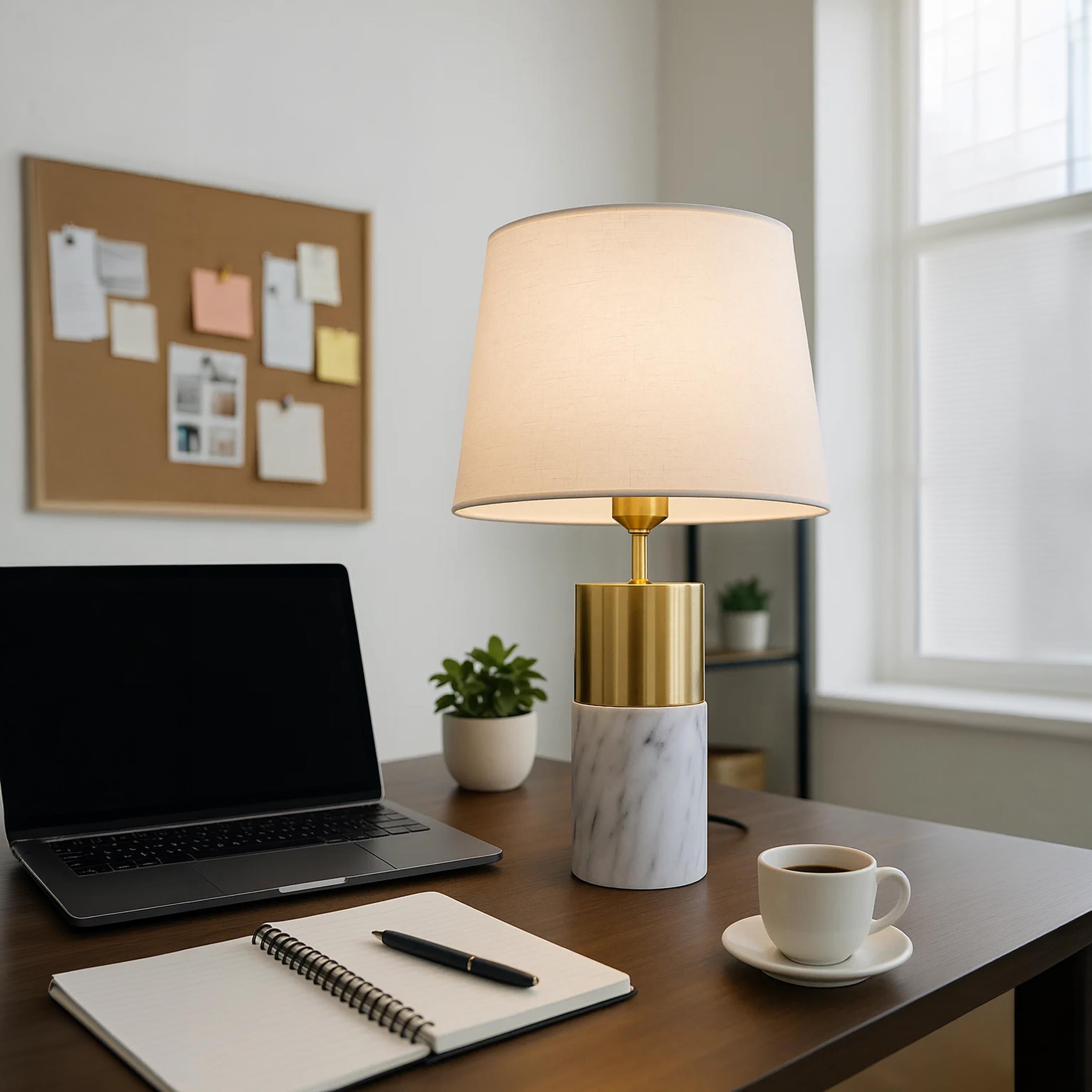 Maria Homes Modern Marble Table Lamp with Gold Accent Base-household-lighting-tableanddesklamps-image-2