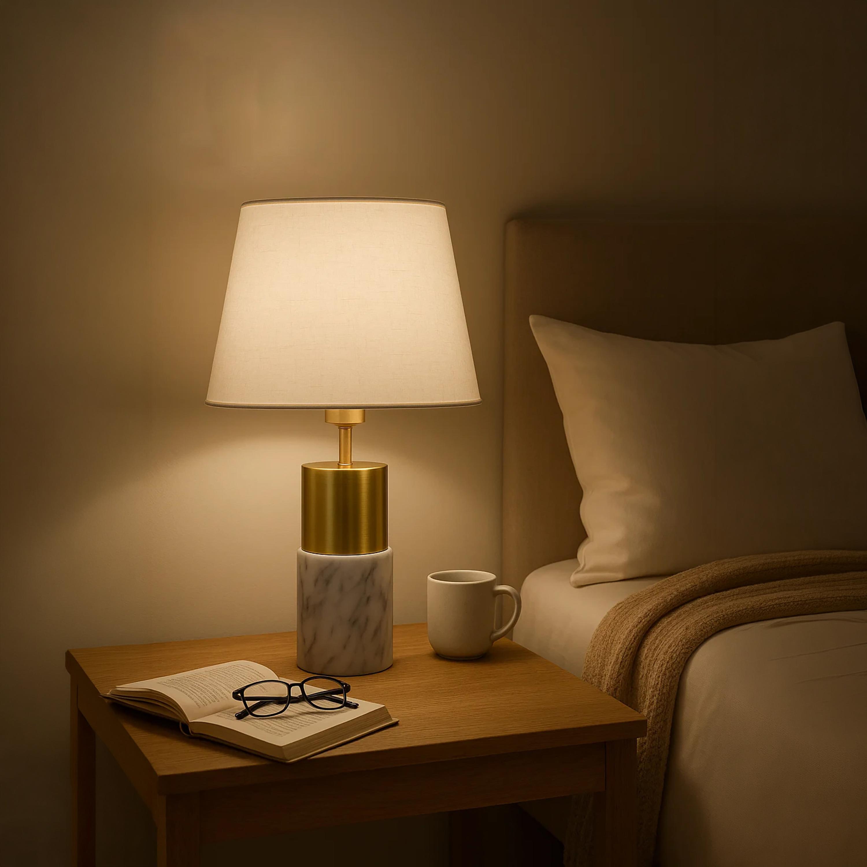 Maria Homes Modern Marble Table Lamp with Gold Accent Base-household-lighting-tableanddesklamps-image-4