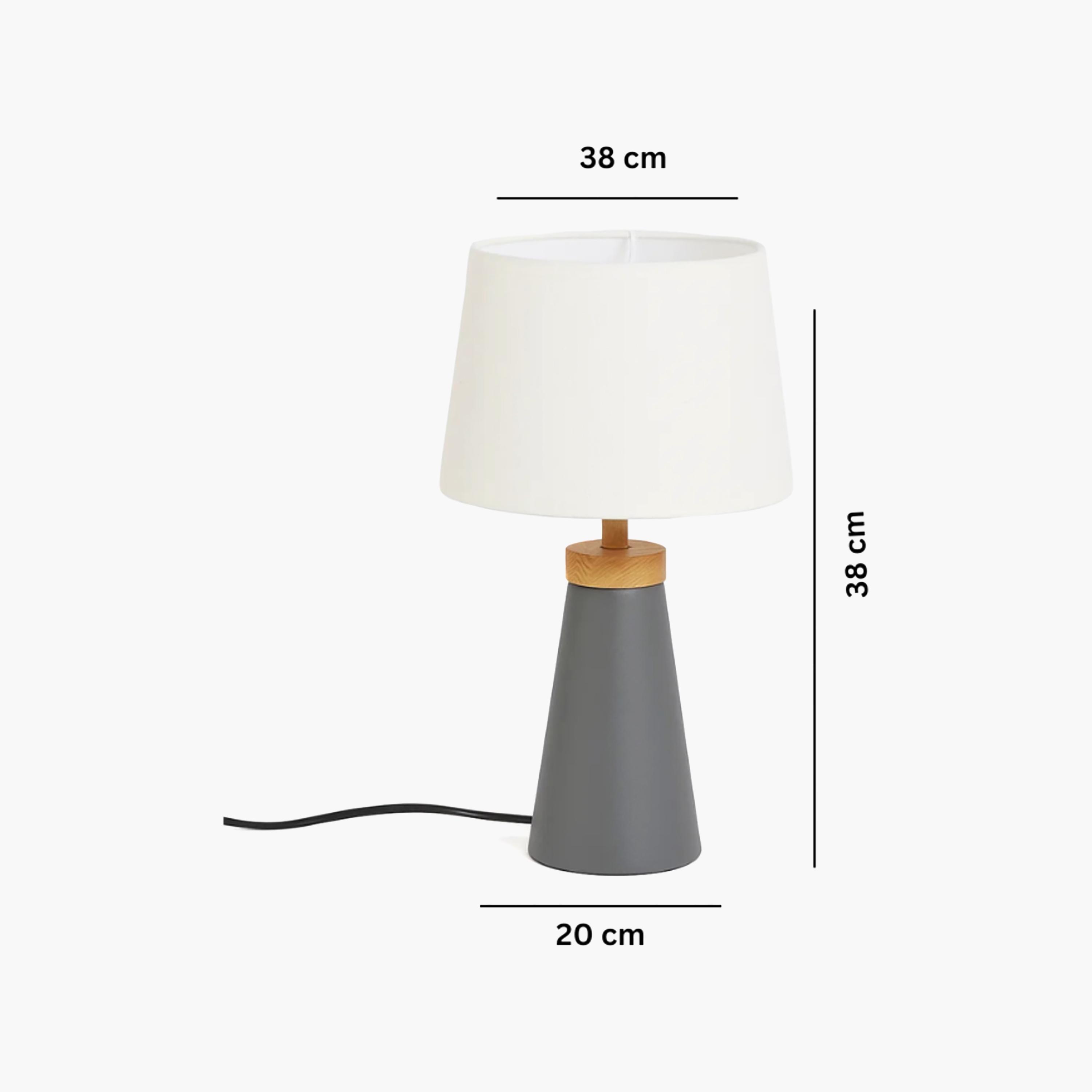 مصباح طاولة رمادي عصري بغطاء قماشي أبيض من ماريا هومز-household-lighting-tableanddesklamps-image-4