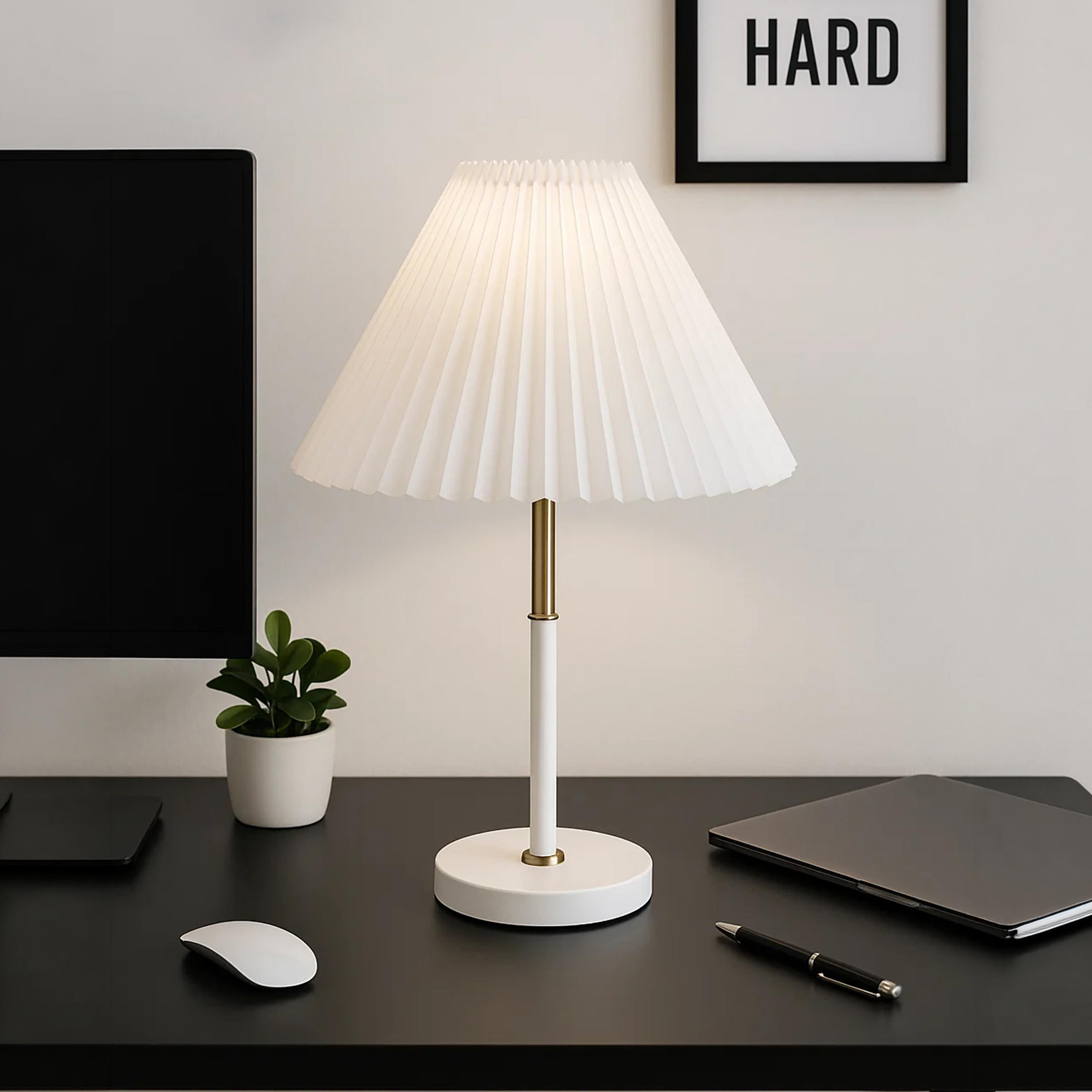 Maria Homes Stylish Black Table Lamp with Pleated Gold-Accent Shade-household-lighting-tableanddesklamps-image-1