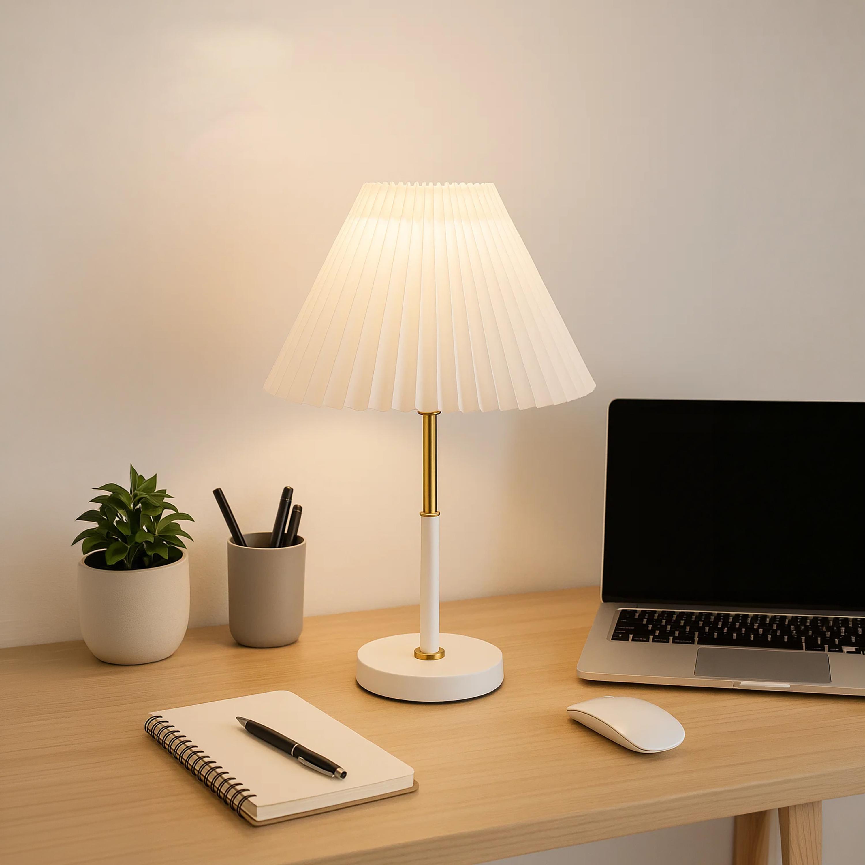 Maria Homes Stylish Black Table Lamp with Pleated Gold-Accent Shade-household-lighting-tableanddesklamps-image-3