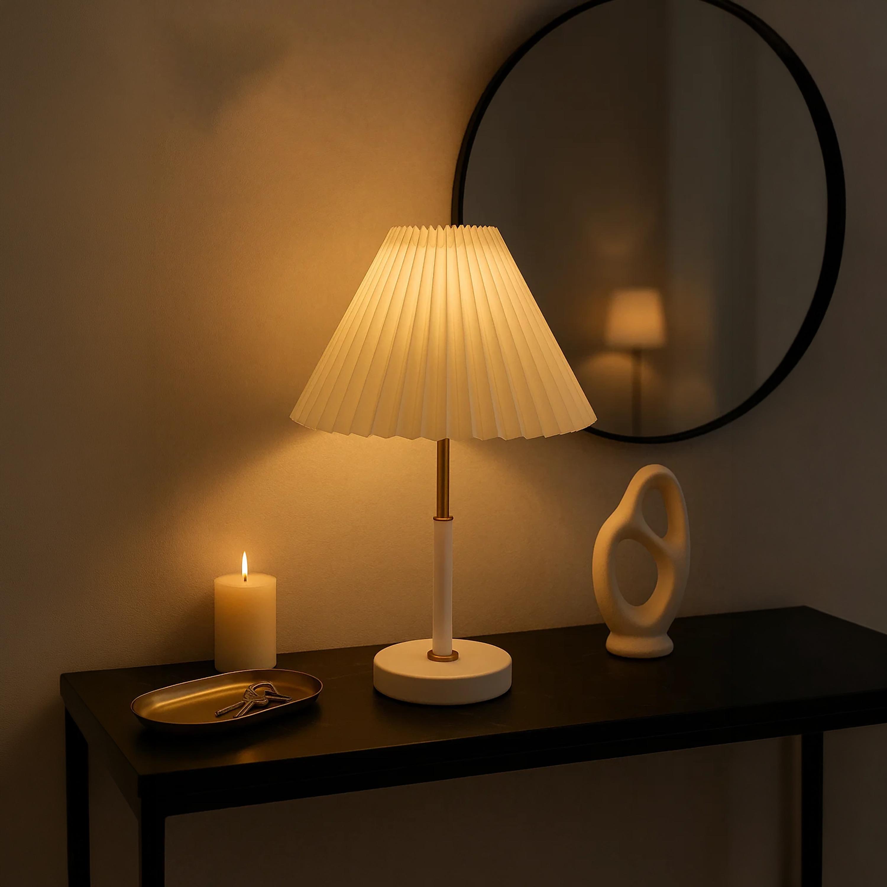Maria Homes Stylish Black Table Lamp with Pleated Gold-Accent Shade-household-lighting-tableanddesklamps-image-4
