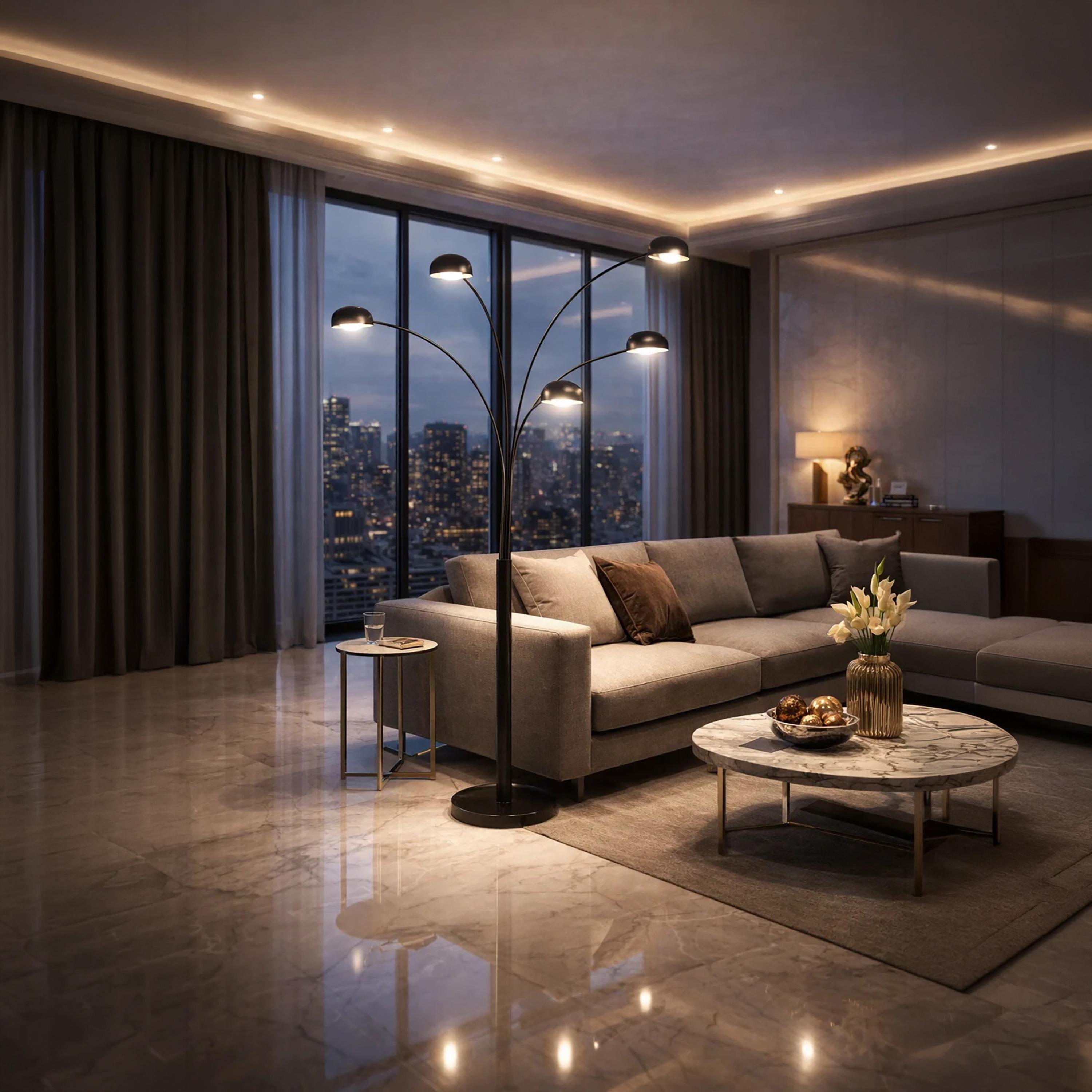 مصباح أرضي متعدد الرؤوس بأذرع قابلة للتعديل من ماريا هومز-household-lighting-floorlamps-image-3