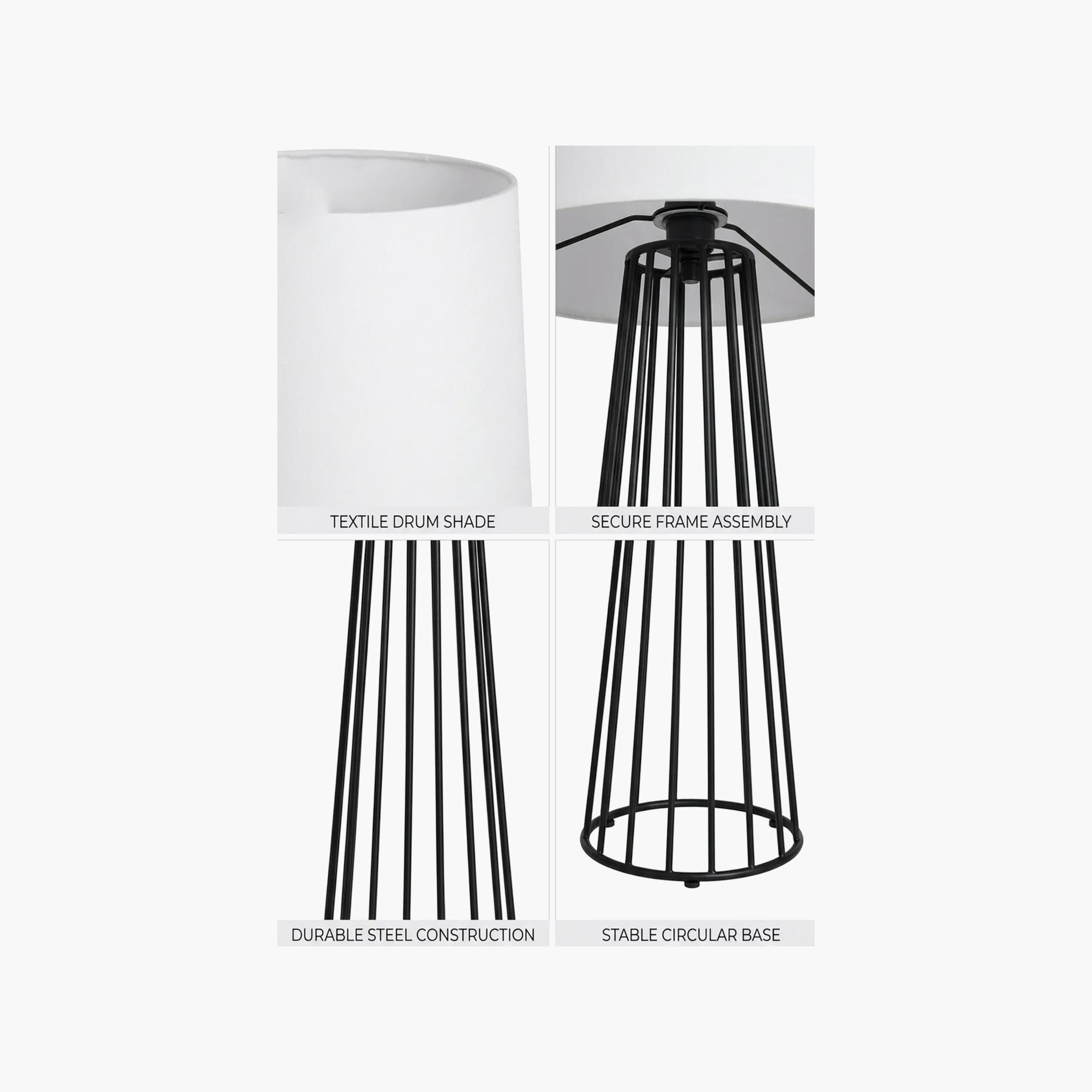 Maria Homes Modern Open-Cage Floor Lamp with Fabric Drum Shade-household-lighting-floorlamps-image-4