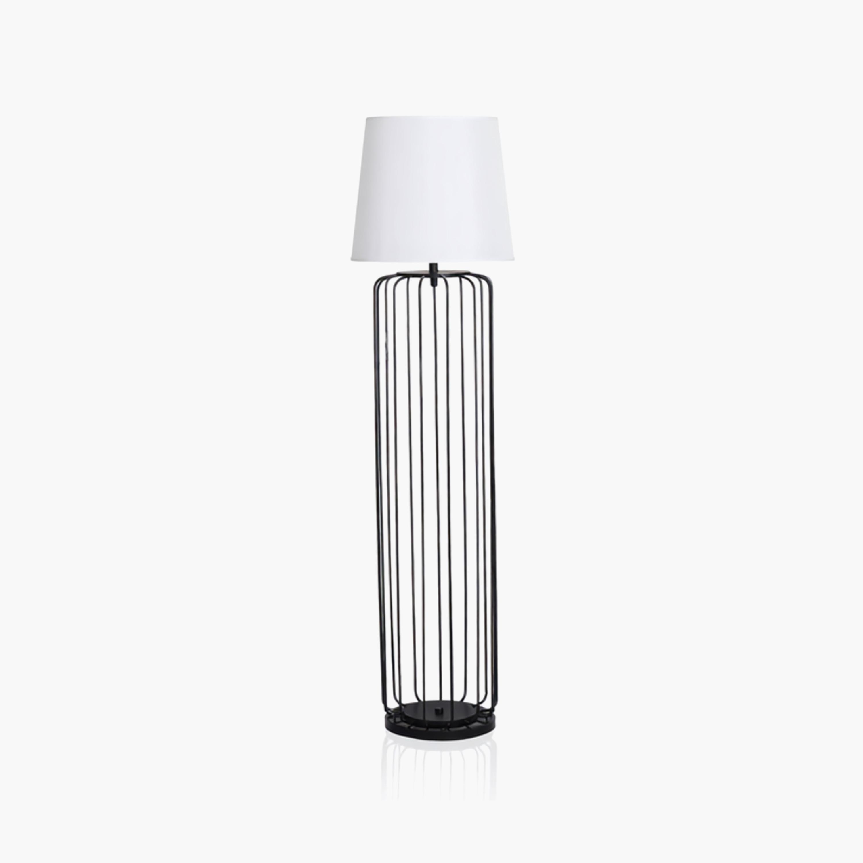 مصباح أرضي عصري بتصميم قفص أسود وغطاء قماشي من ماريا هومز-household-lighting-floorlamps-image-5