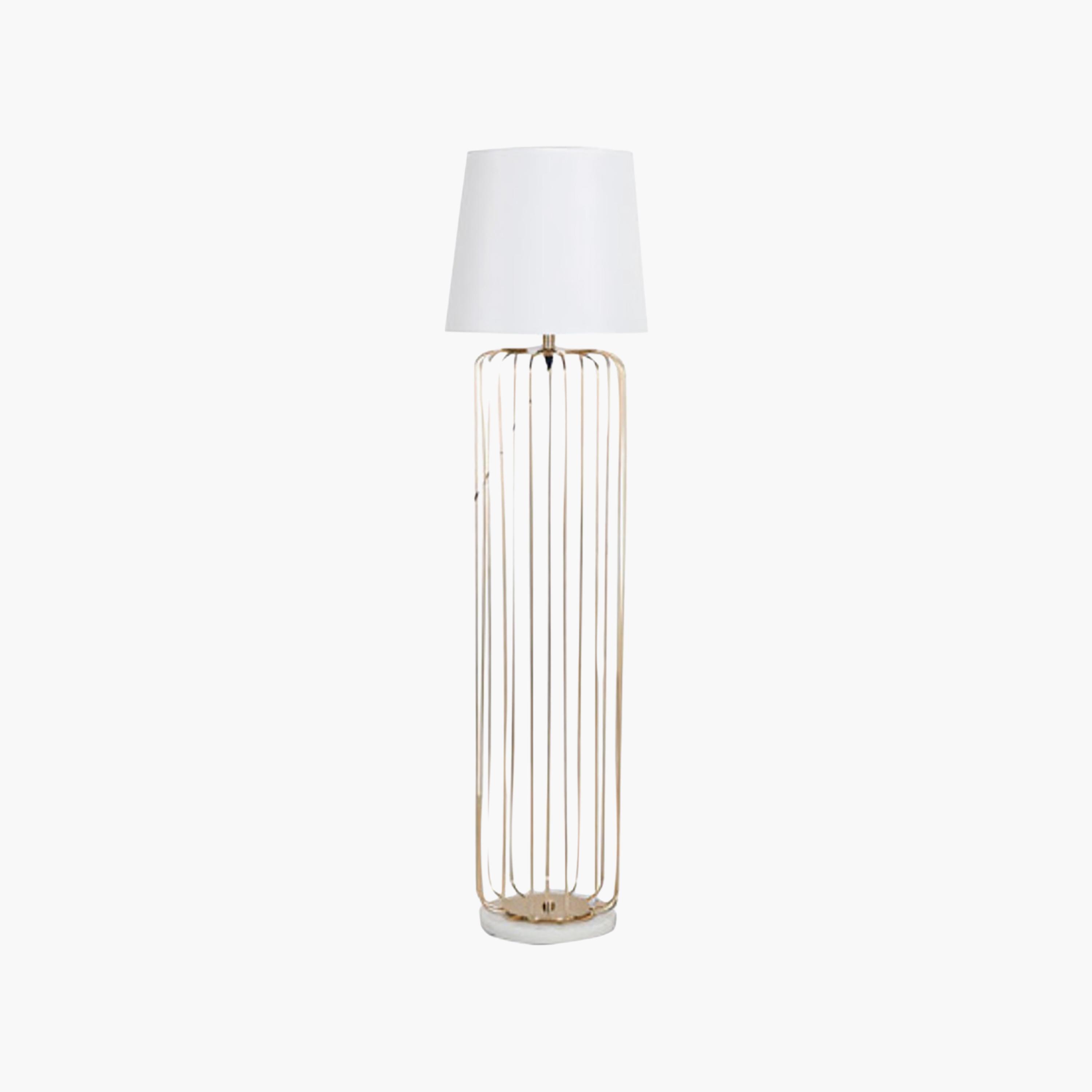 Maria Homes Modern Black Cage-Style Floor Lamp with Fabric Shade-household-lighting-floorlamps-image-5
