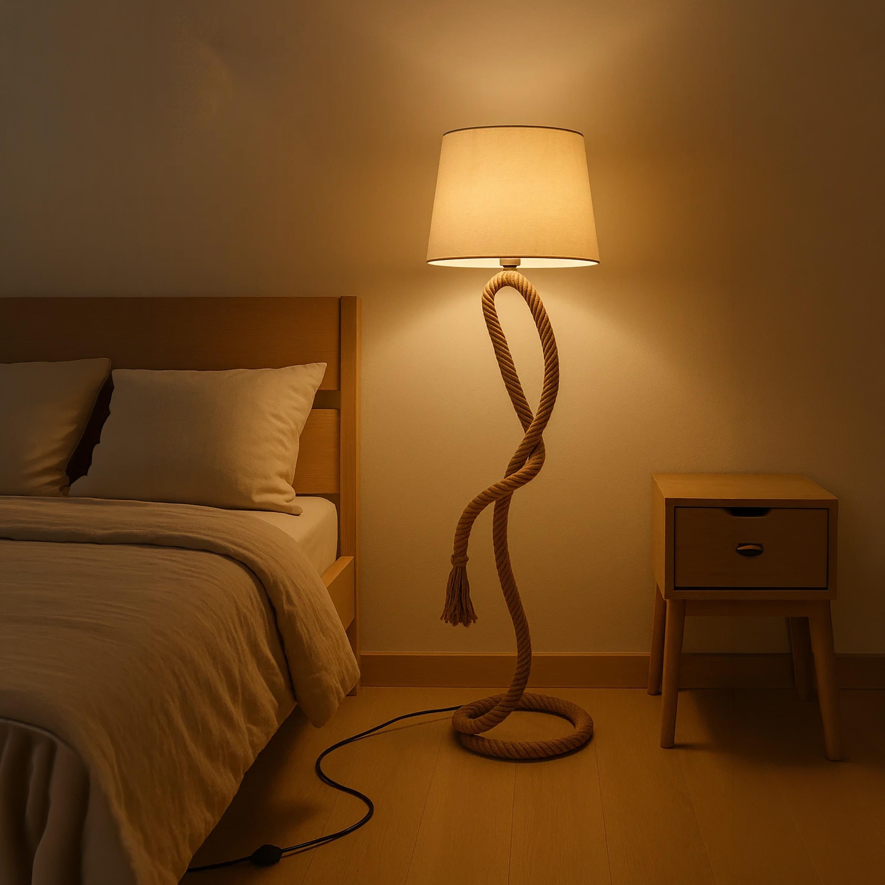 Maria Homes Rustic Twisted-Rope Floor Lamp with Beige Fabric Shade-household-lighting-floorlamps-image-3