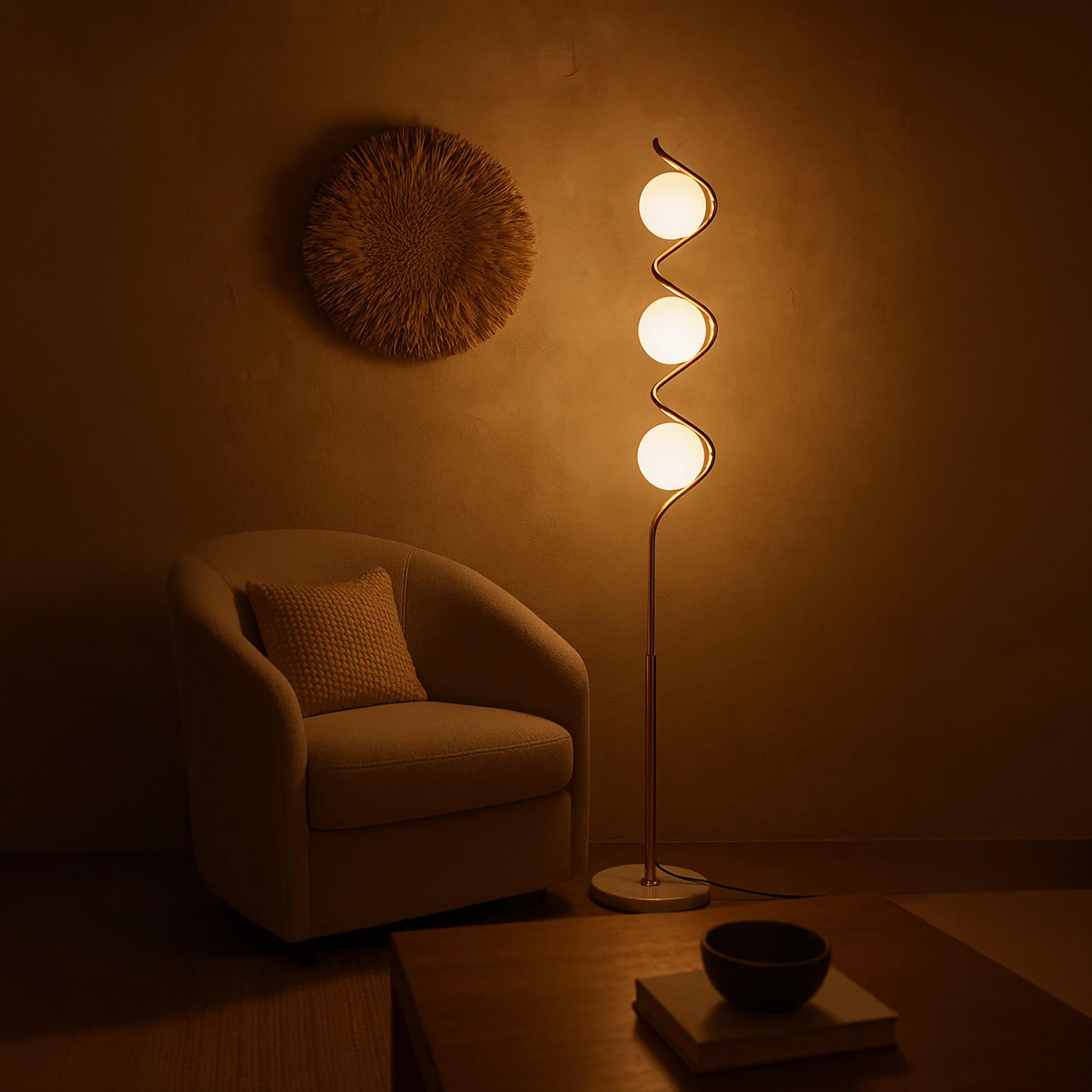 Maria Homes Modern Gold Spiral Floor Lamp with Globe Bulbs-household-lighting-floorlamps-image-2
