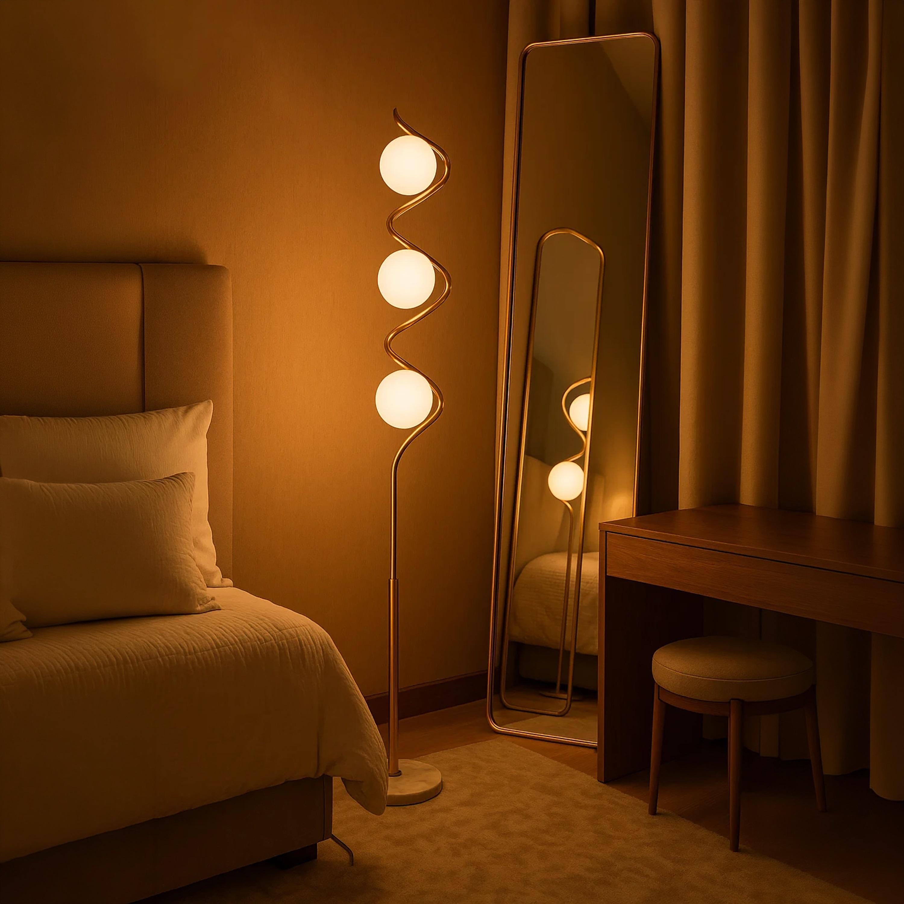 Maria Homes Modern Gold Spiral Floor Lamp with Globe Bulbs-household-lighting-floorlamps-image-3