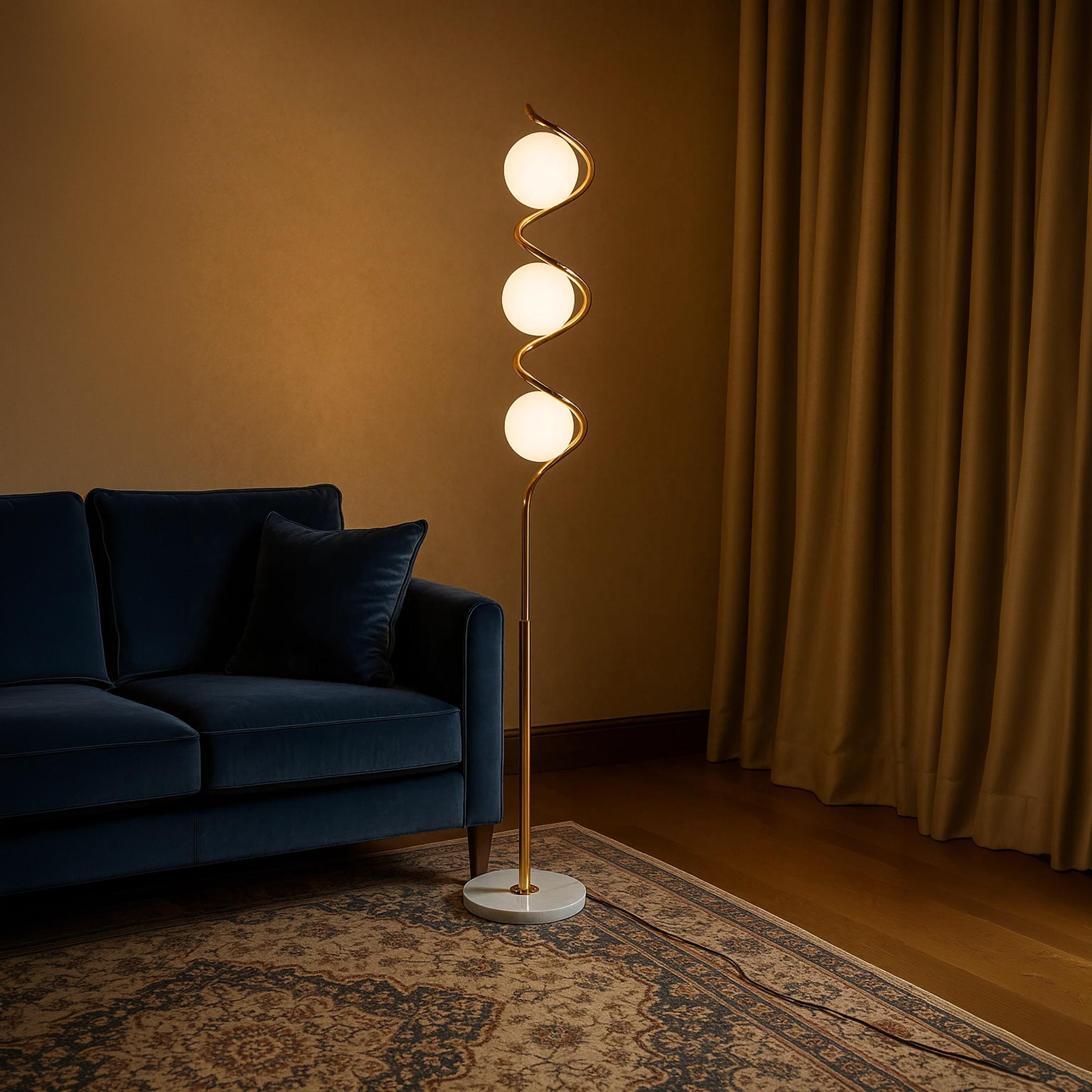 Maria Homes Modern Gold Spiral Floor Lamp with Globe Bulbs-household-lighting-floorlamps-image-4