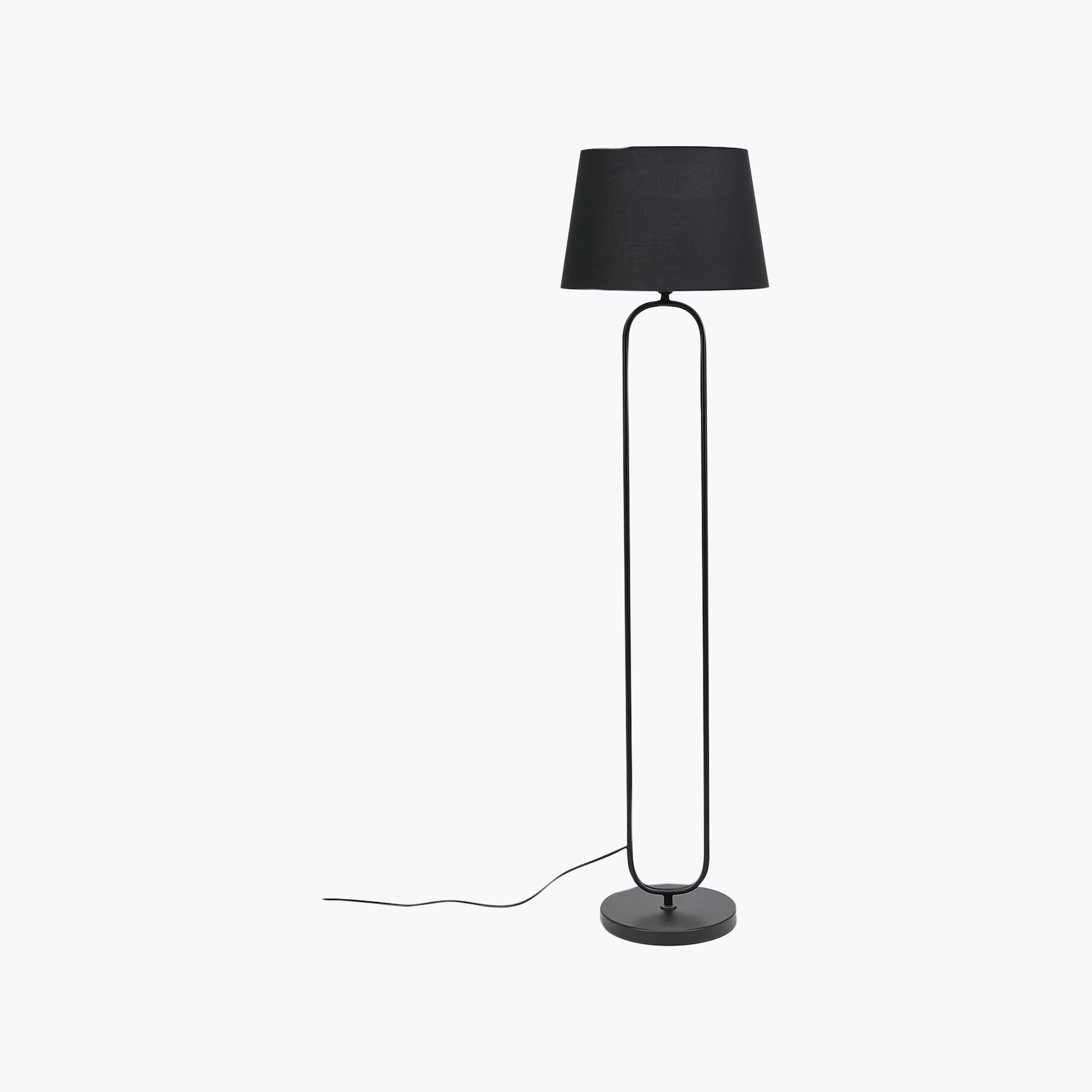 Maria Homes Modern Black Oval-Frame Floor Lamp with Fabric Shade-household-lighting-floorlamps-image-5