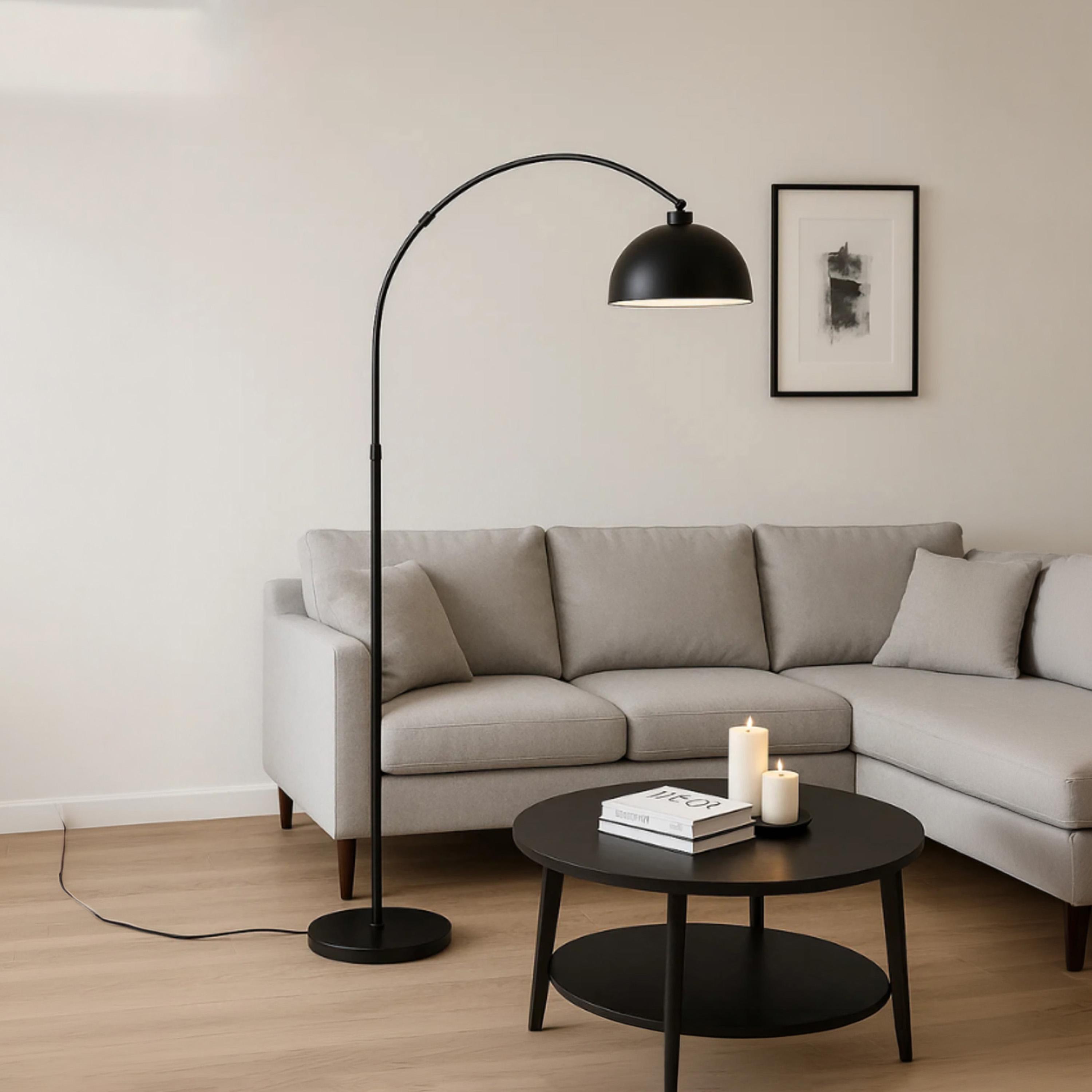 Maria Homes Modern Black Arc Floor Lamp with Dome Shade-household-lighting-floorlamps-image-1