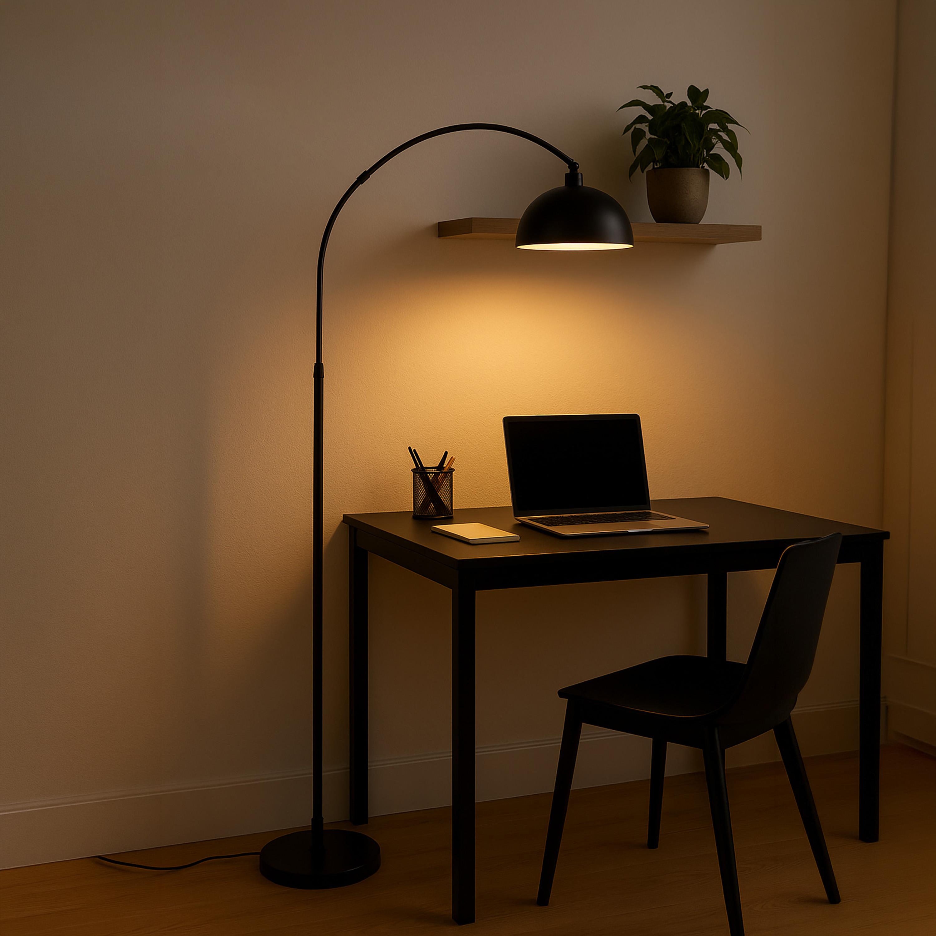 Maria Homes Modern Black Arc Floor Lamp with Dome Shade-household-lighting-floorlamps-image-3