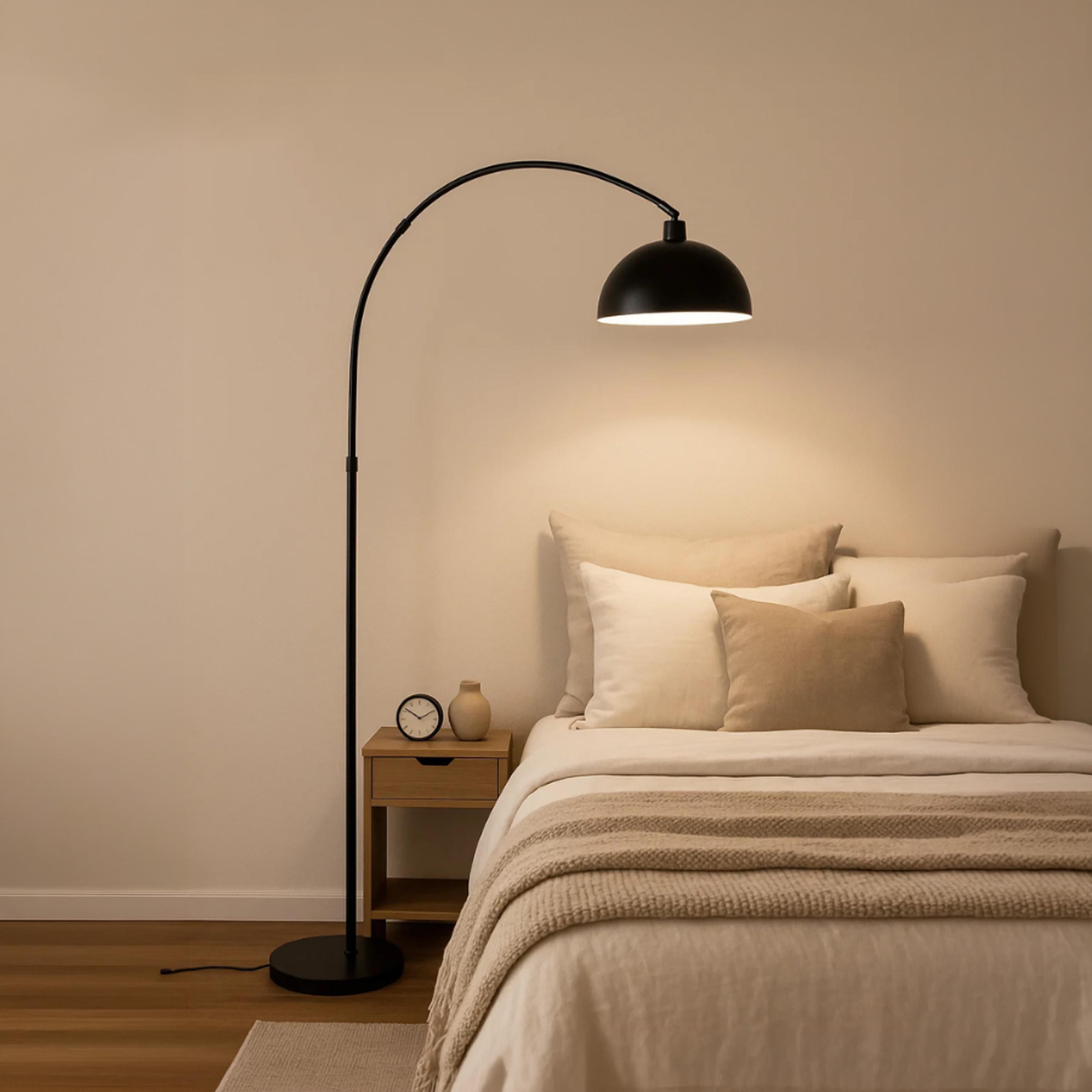 Maria Homes Modern Black Arc Floor Lamp with Dome Shade-household-lighting-floorlamps-image-4