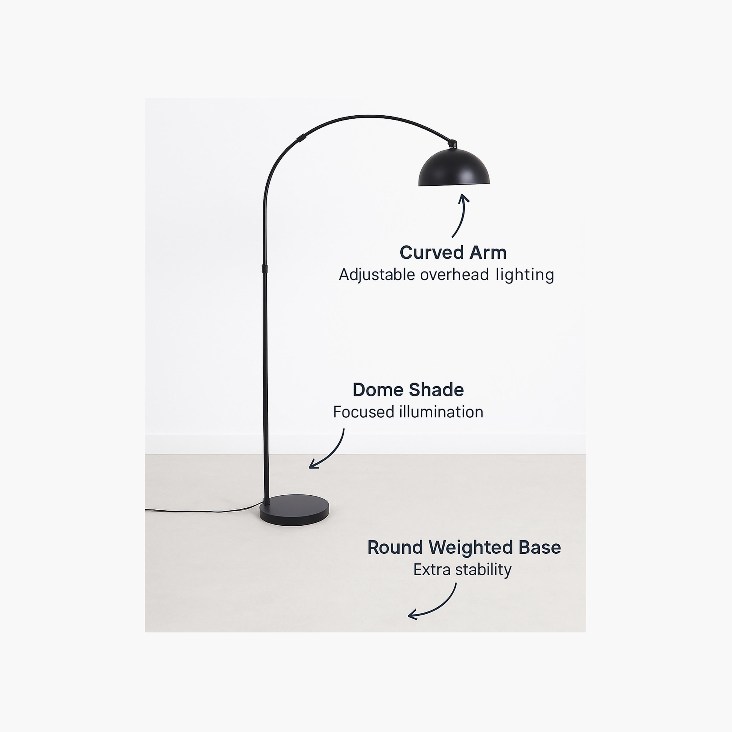 Maria Homes Modern Black Arc Floor Lamp with Dome Shade-household-lighting-floorlamps-image-5