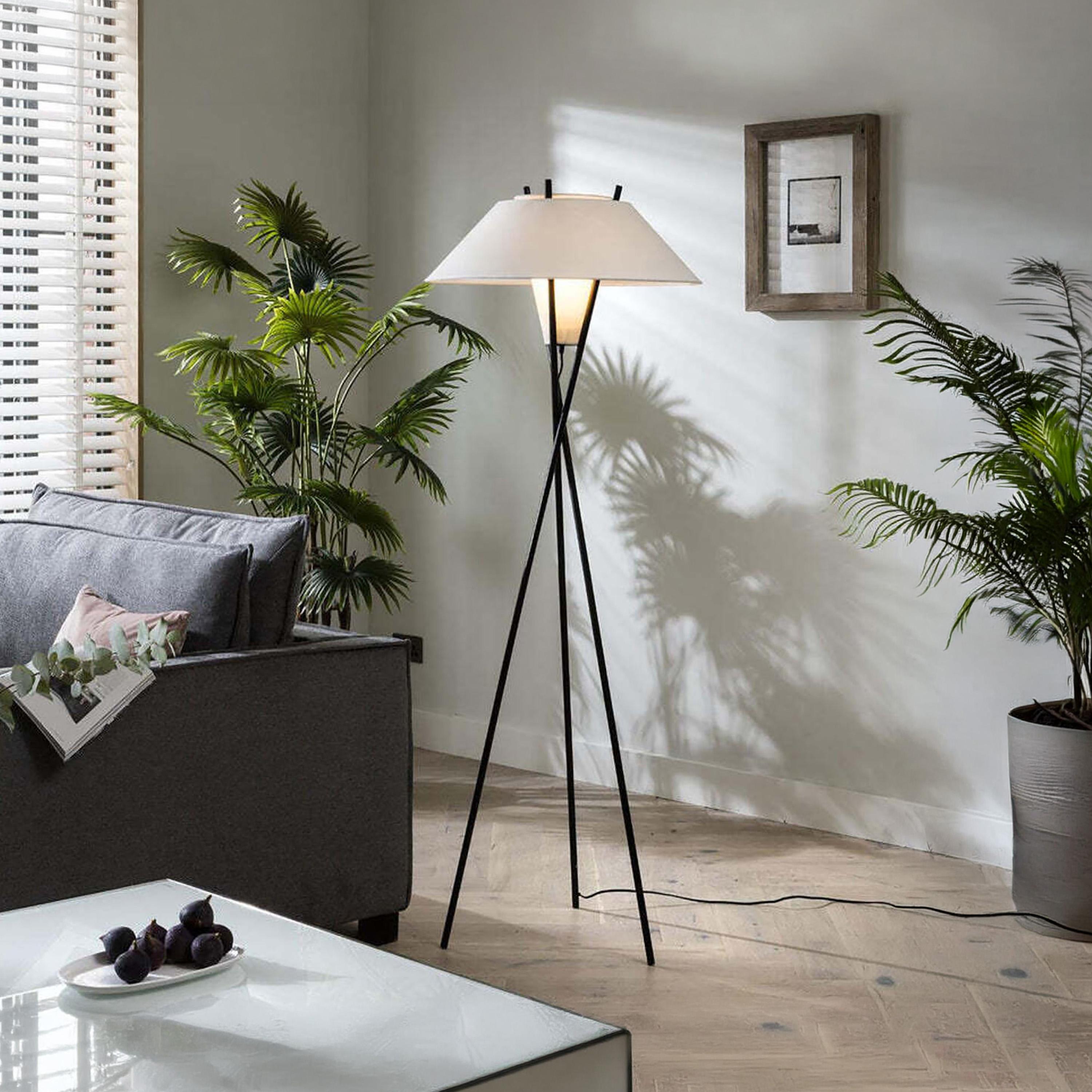Maria Homes Modern Tripod Floor Lamp with White Cone Shade-household-lighting-floorlamps-image-1
